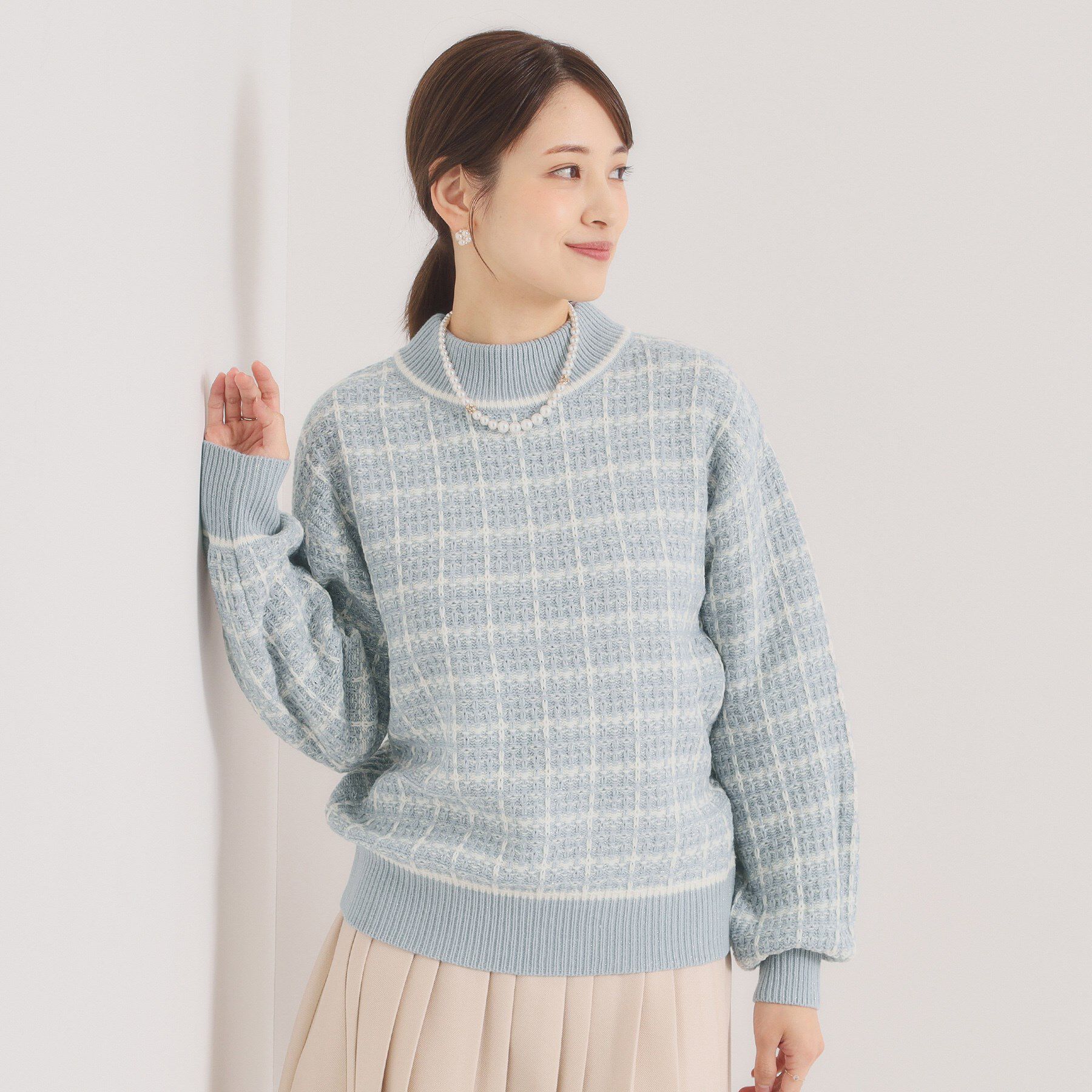 ITS&rsquo;DEMO「【手洗い可】ツイードニット」|ニット・セーター|サックスブルー(49