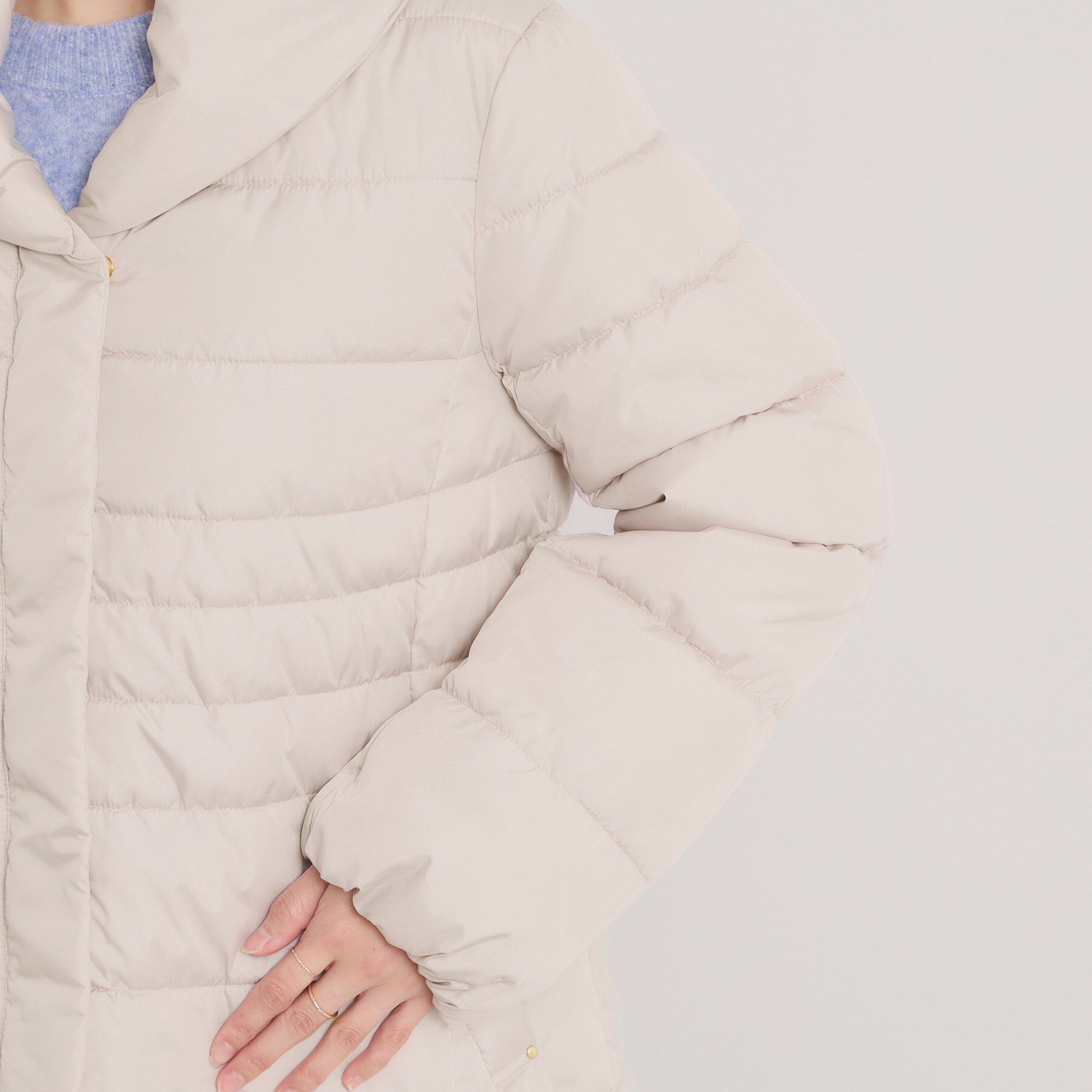 ITS&rsquo;DEMO「【撥水加工】ショールカラー中綿ミディ丈コート」|ダウン|