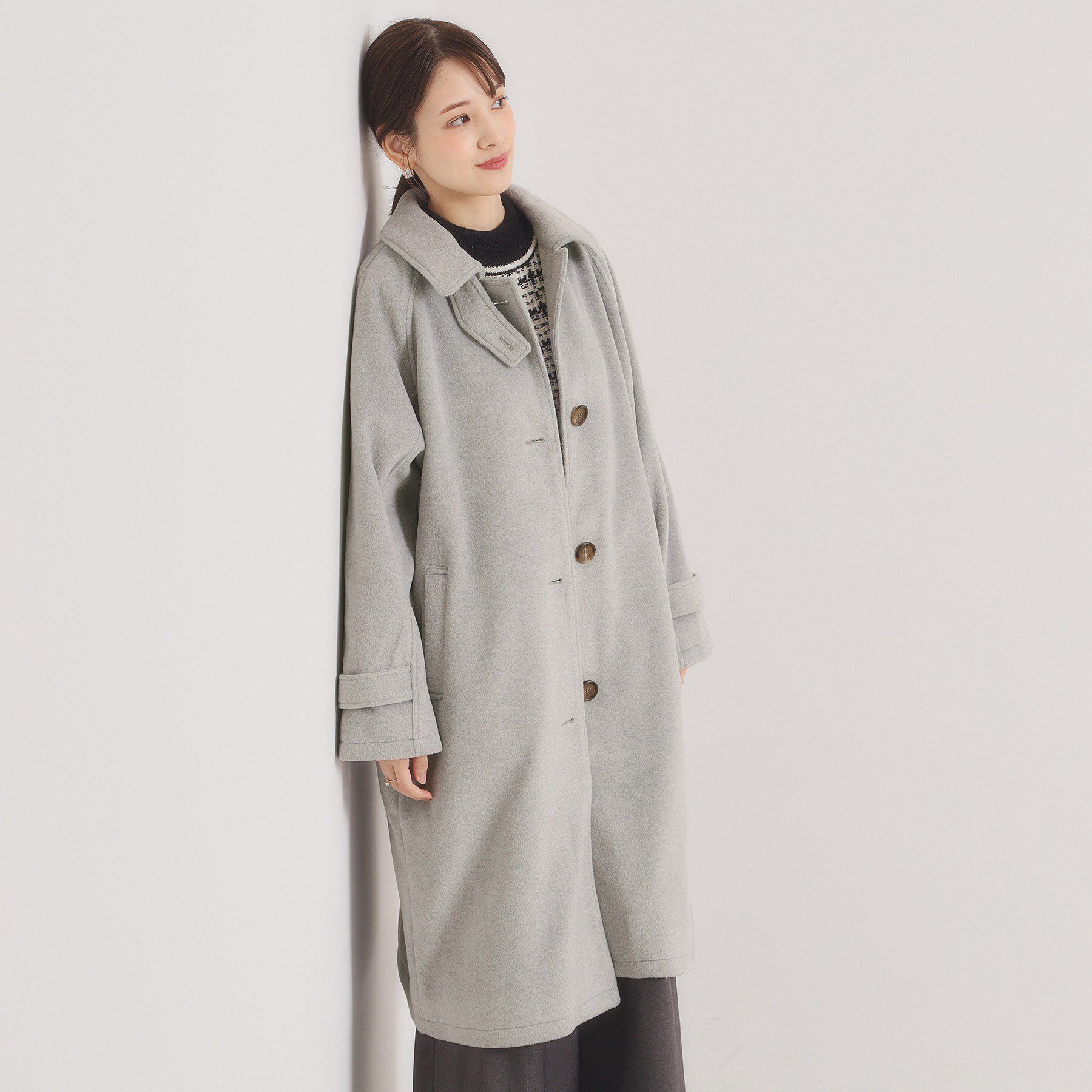 ITS&rsquo;DEMO「モッサ風ロングコート」|ステンカラーコート|