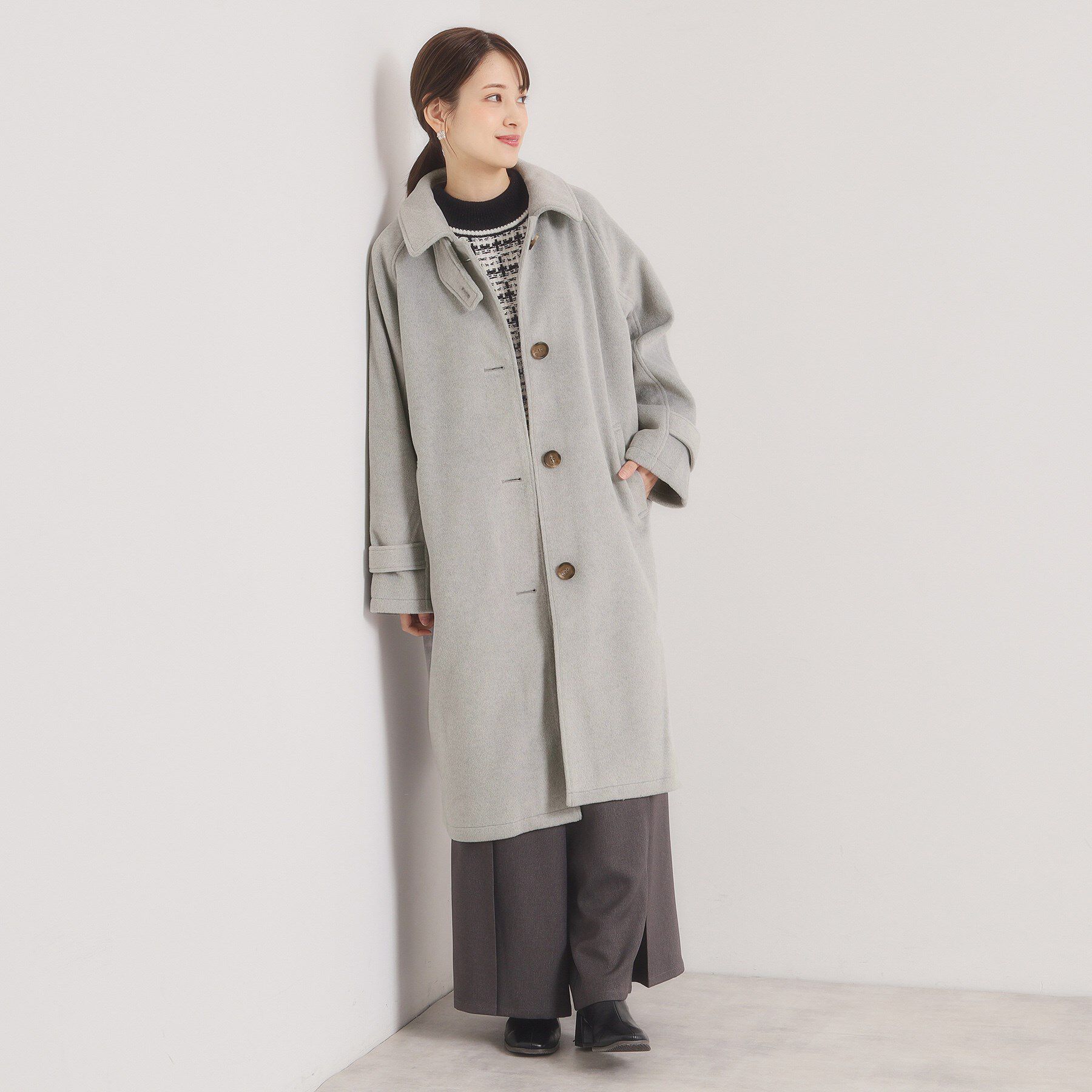 ITS&rsquo;DEMO「モッサ風ロングコート」|ステンカラーコート|