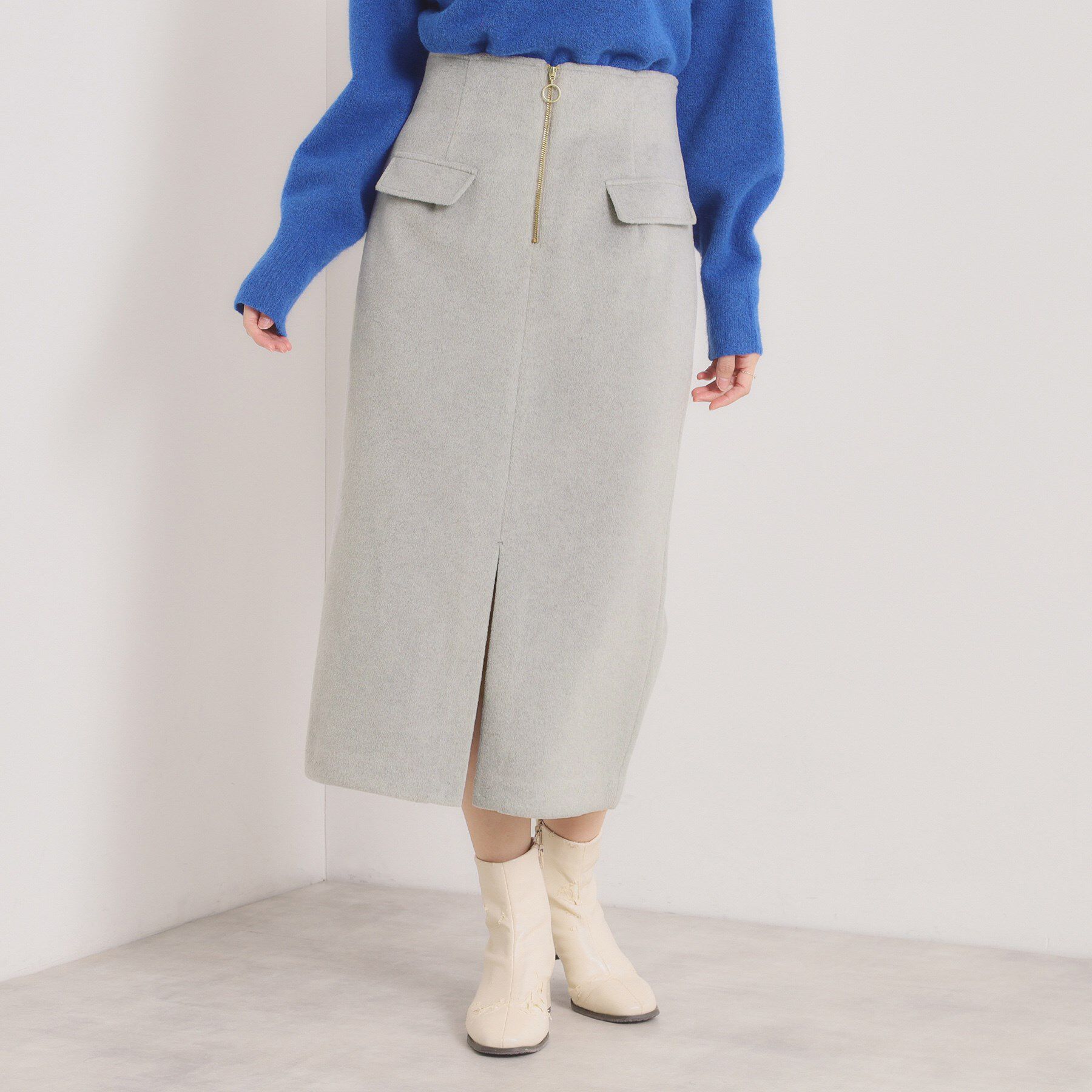 ITS&rsquo;DEMO「【ウエストゴム】シャギーモッサタイトスカート」|スカート|グレー(012)