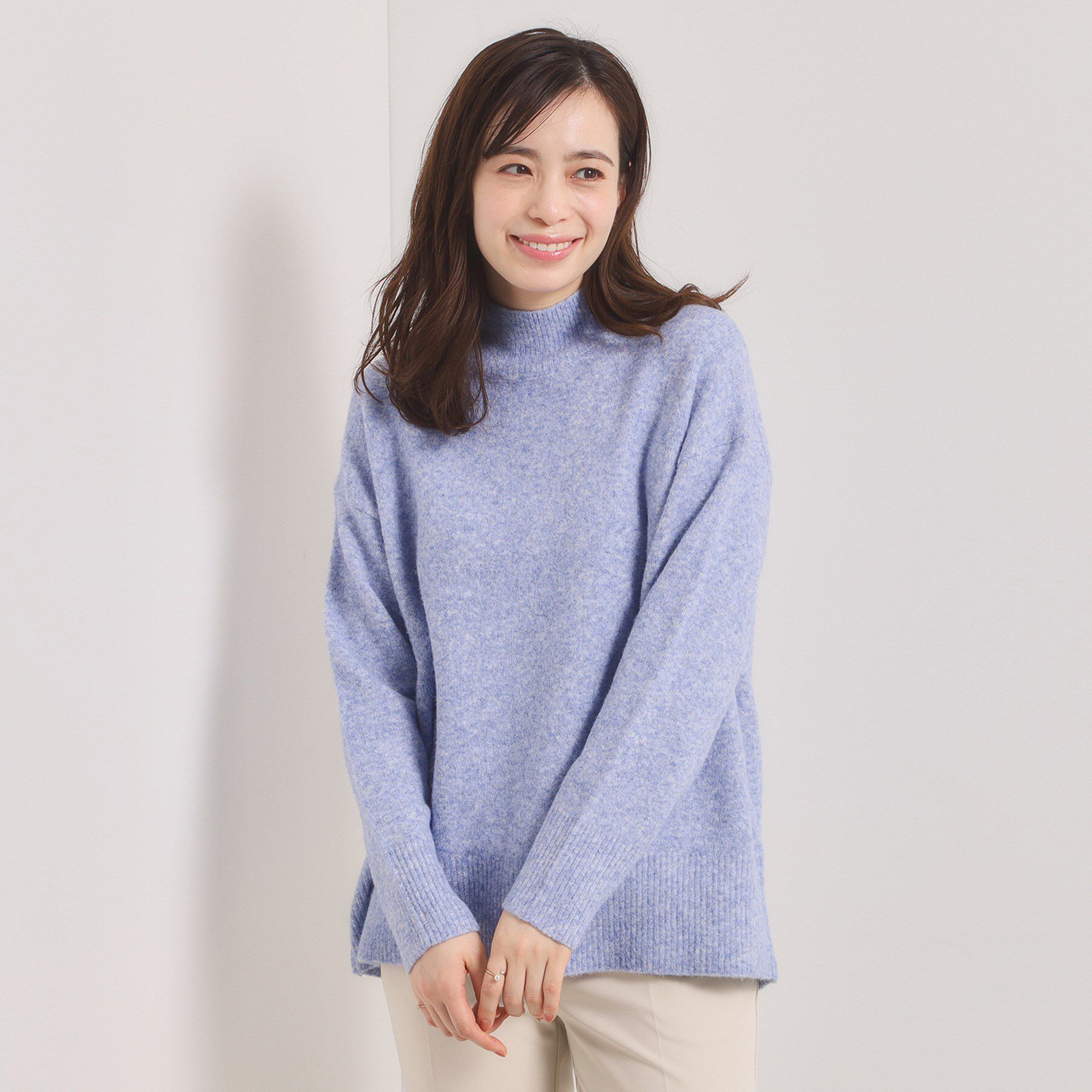 ITS&rsquo;DEMO「【洗濯機OK】ミックスヤーンハイネックニット」|ニット・セーター|サックスブルー(09