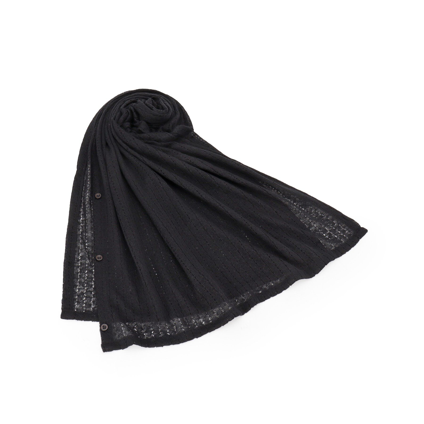 ITS&rsquo;DEMO「【手洗い可】透かし編み3WAYストール」|ストール|ブラック(019)