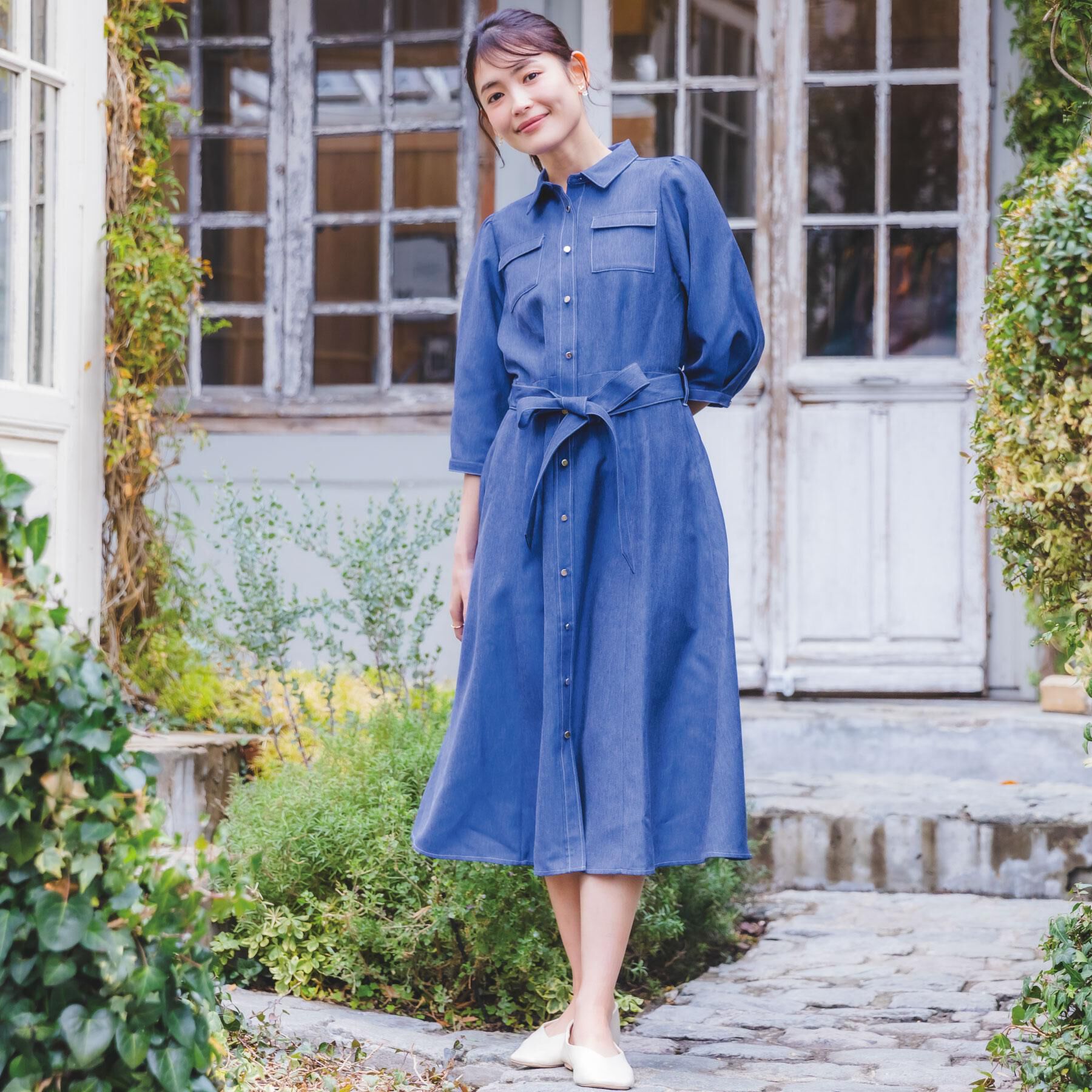 ITS&rsquo;DEMO「【洗濯機OK】デニム風ワンピース」|ワンピース|