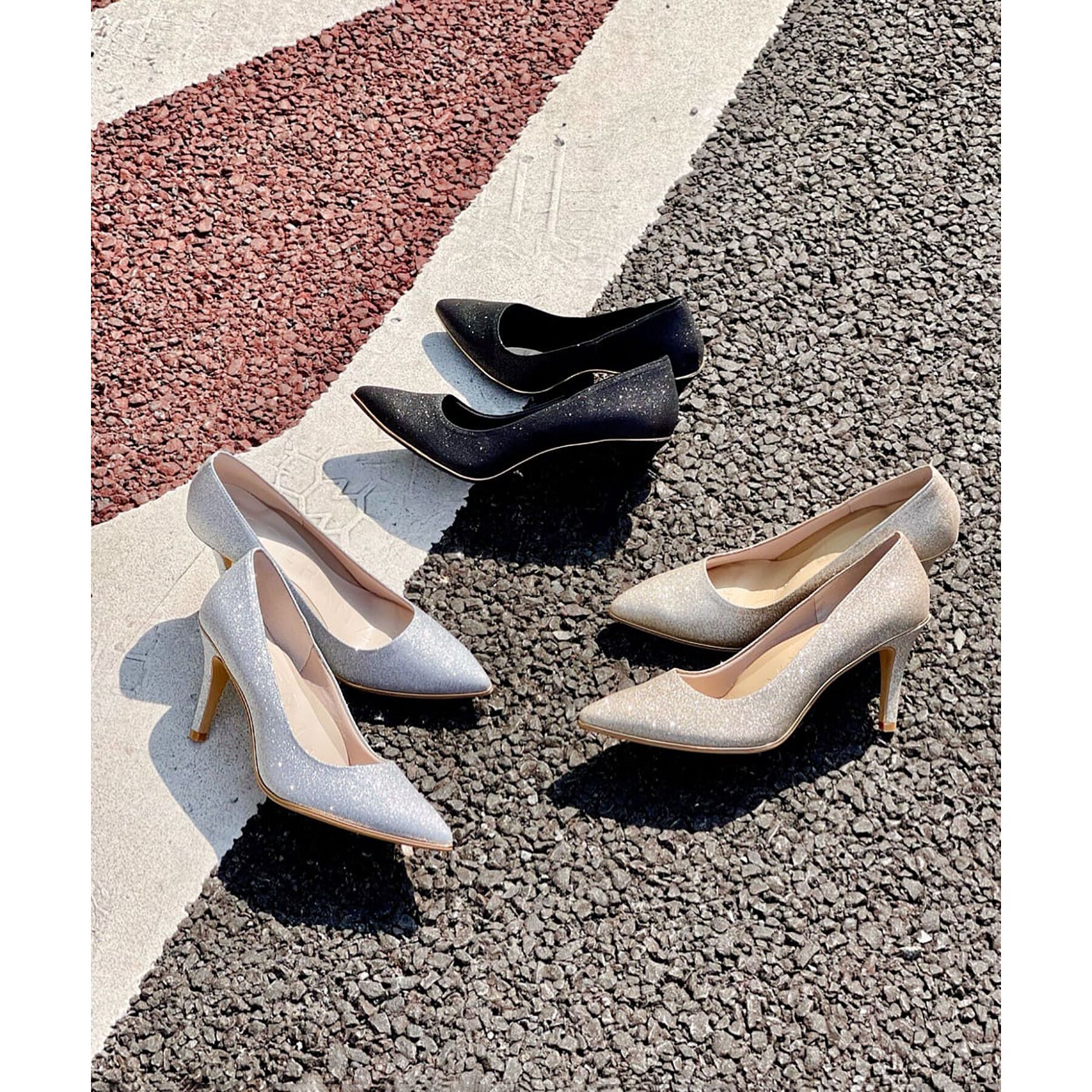 ESPERANZA「【12時間パンプス】約8.5㎝／ラメ素材　歩きやすくて疲れにくい」|パンプス|