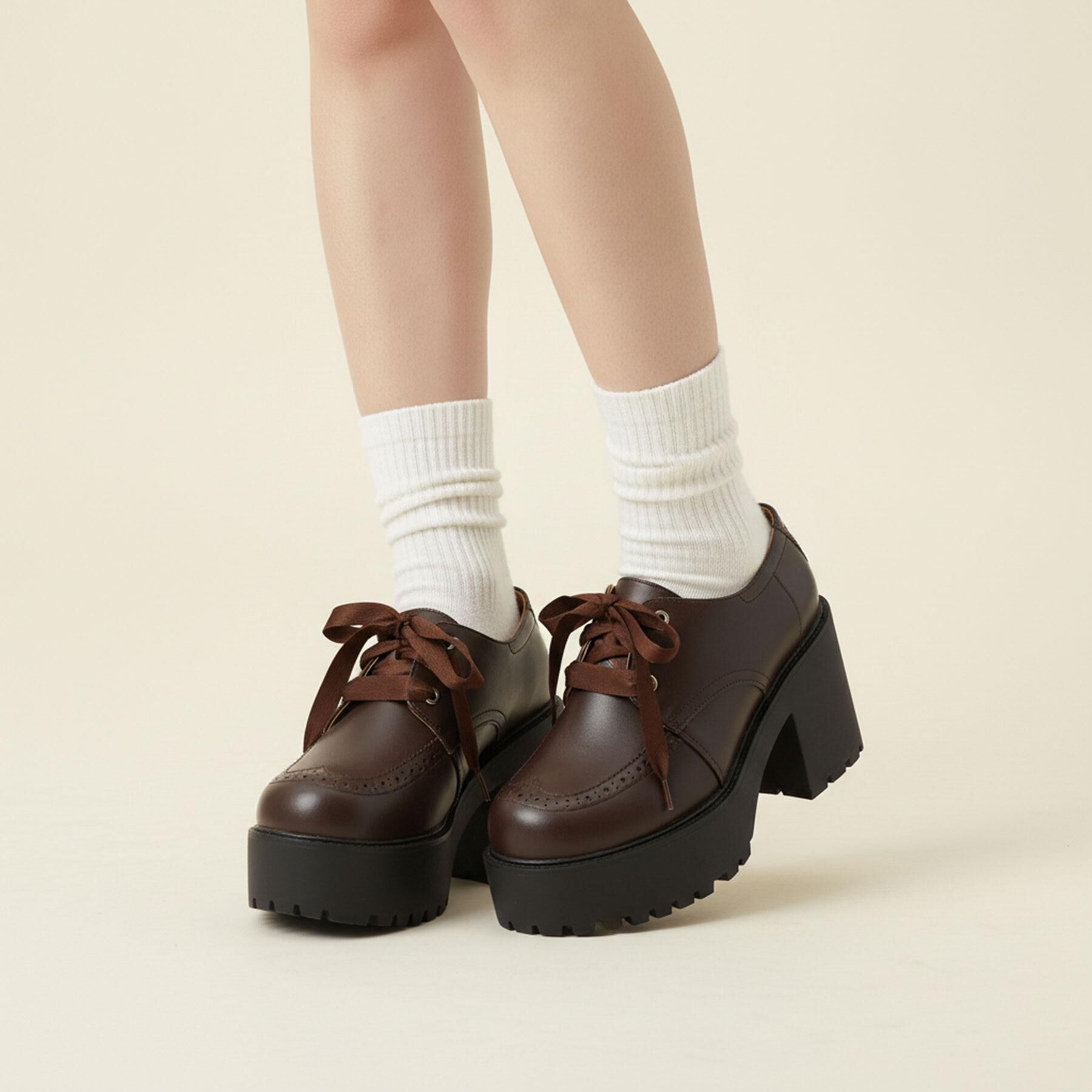 csT&P「厚底レースアップシューズ」|パンプス|ﾀﾞｰｸﾌﾞﾗｳﾝ(043)