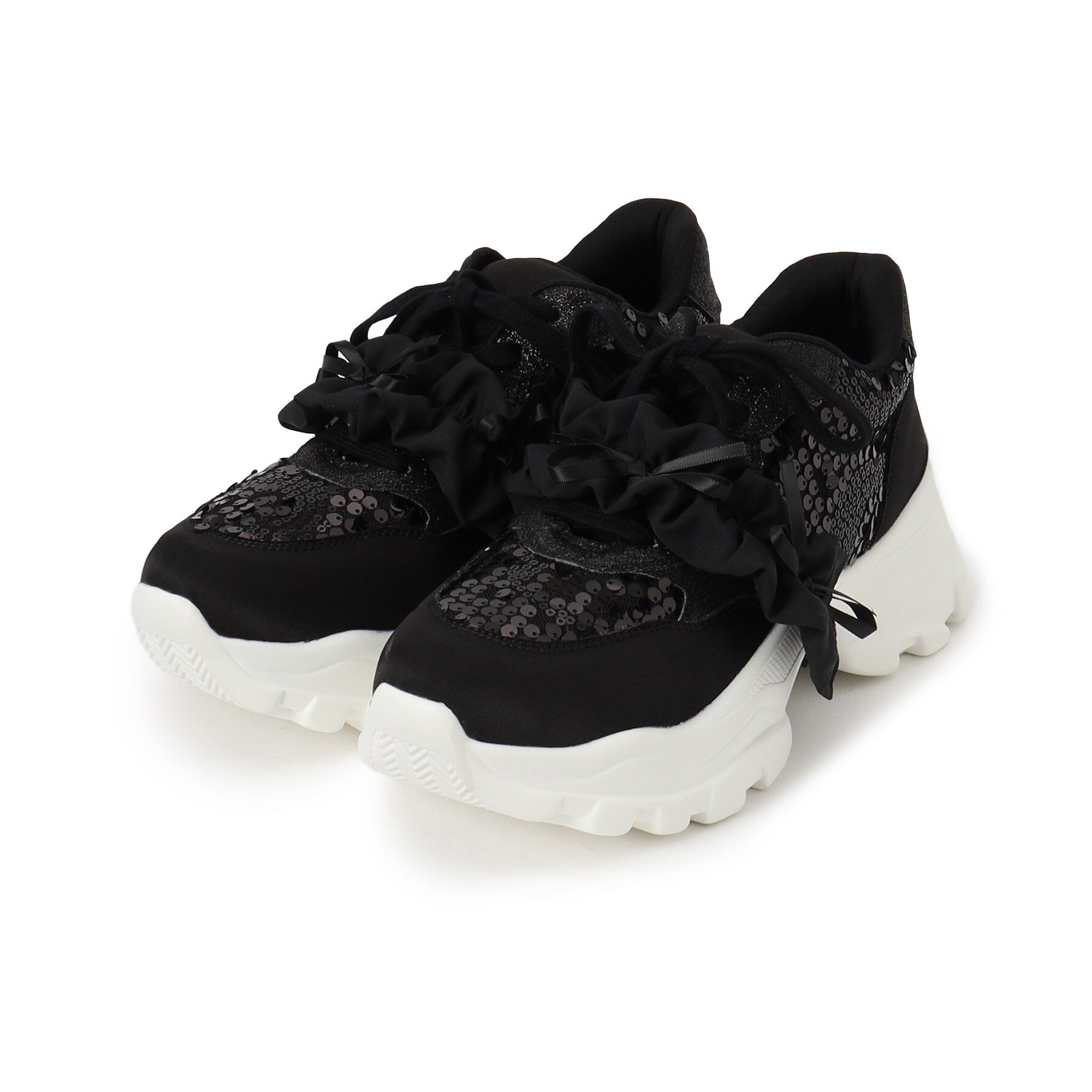 ESPERANZA「2WAYフリルベルトスパンコールスニーカー」|スニーカー|ﾌﾞﾗｯｸ(319)