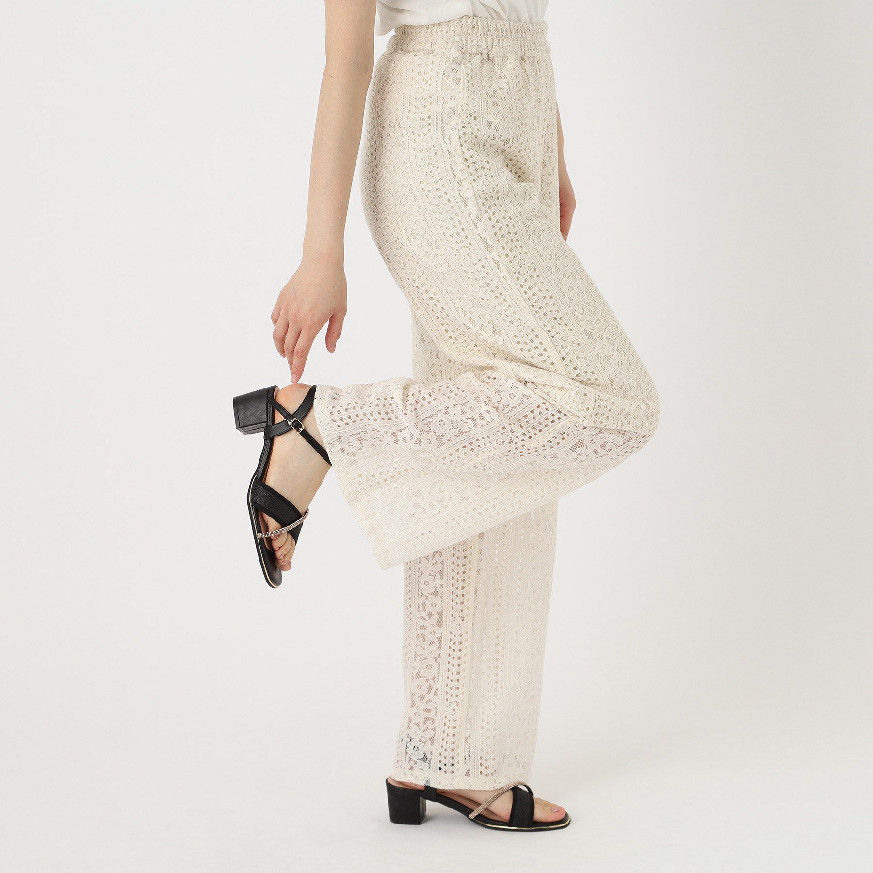 ESPERANZA「ラメ&times;ラインストーンスクエアトゥサンダル」|サンダル|