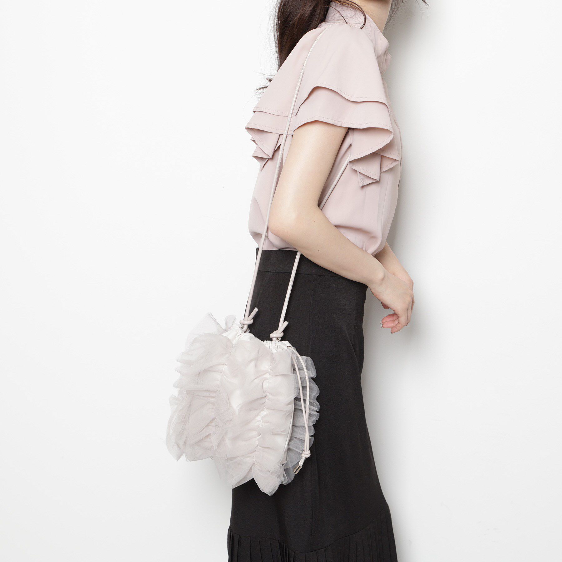 ESPERANZA「チュールフリル巾着ショルダーバッグ」|ショルダー・メッセンジャー|