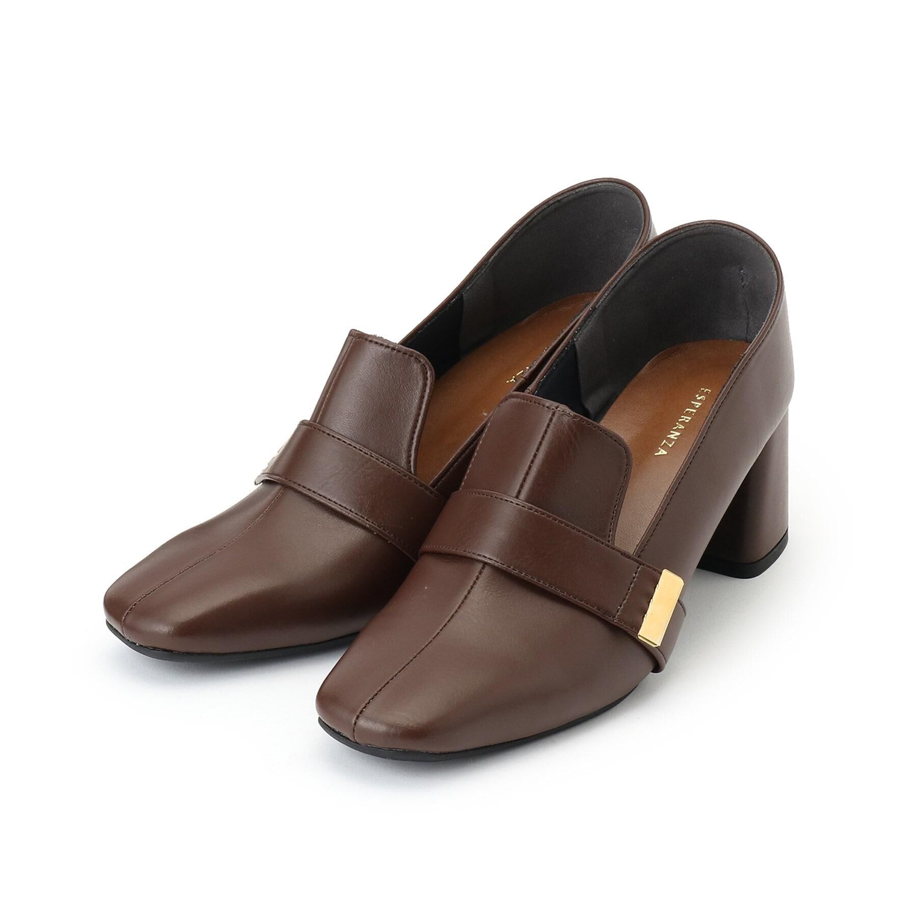 ESPERANZA「スクエアブロックヒールベルトローファー レイン対応」|パンプス|