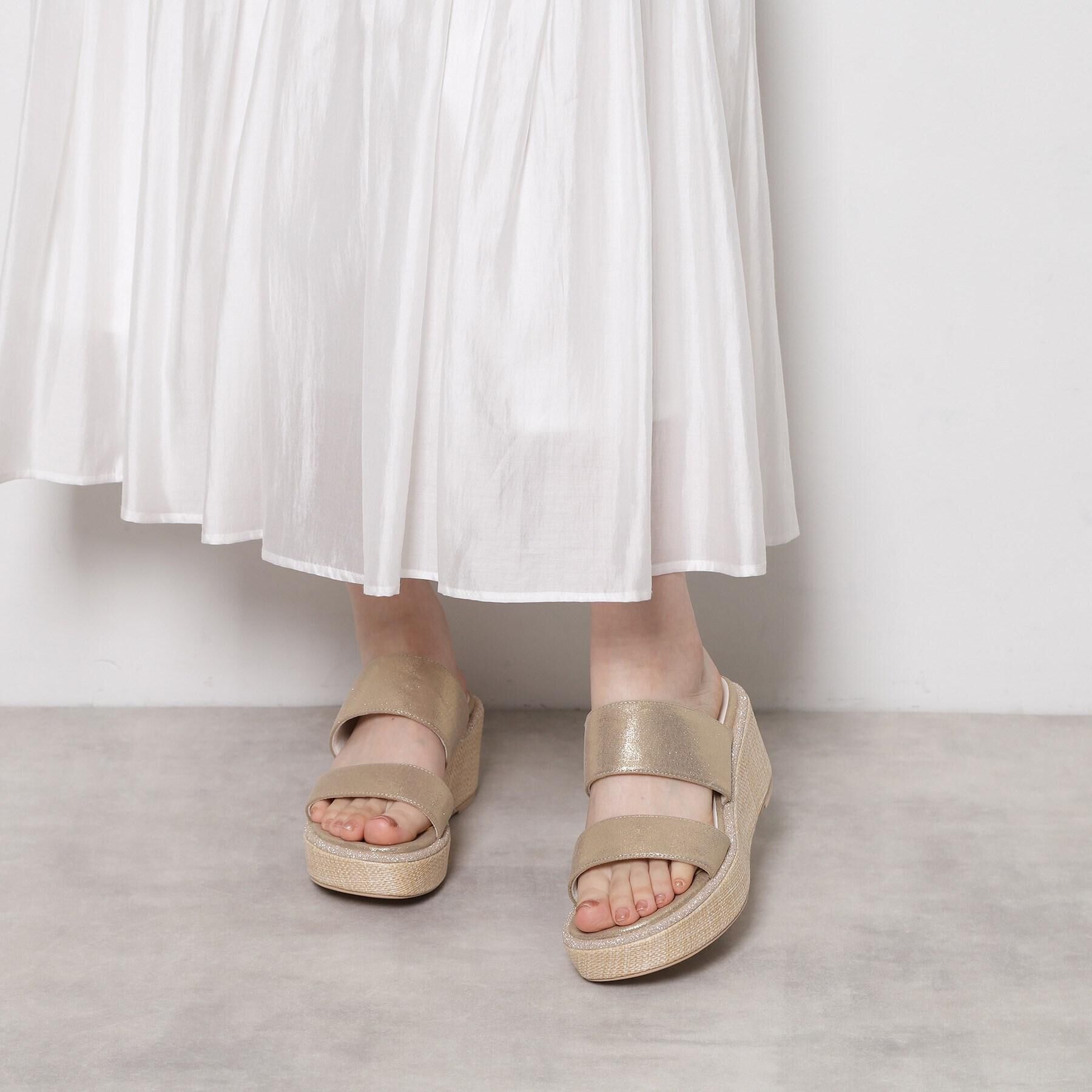 ESPERANZA「ラメラインウェッジミュール」|サンダル|ゴールド(307)