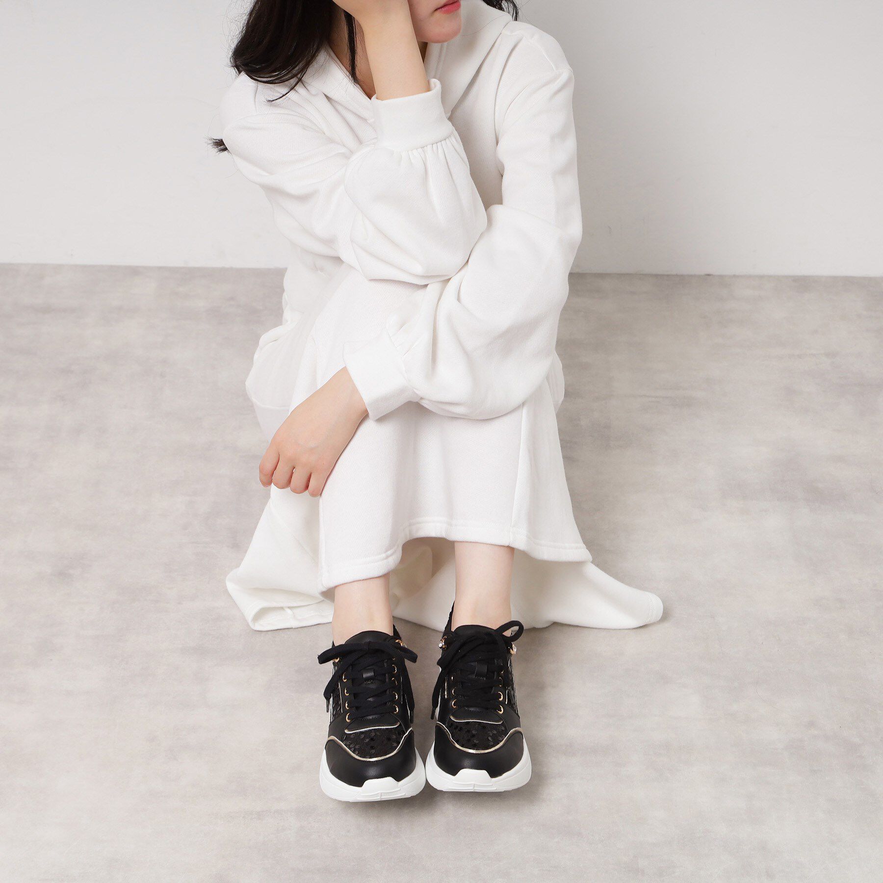 ESPERANZA「【EC先行販売】グリッター&times;ツイード ラインストーンスニーカー」|スニーカー|