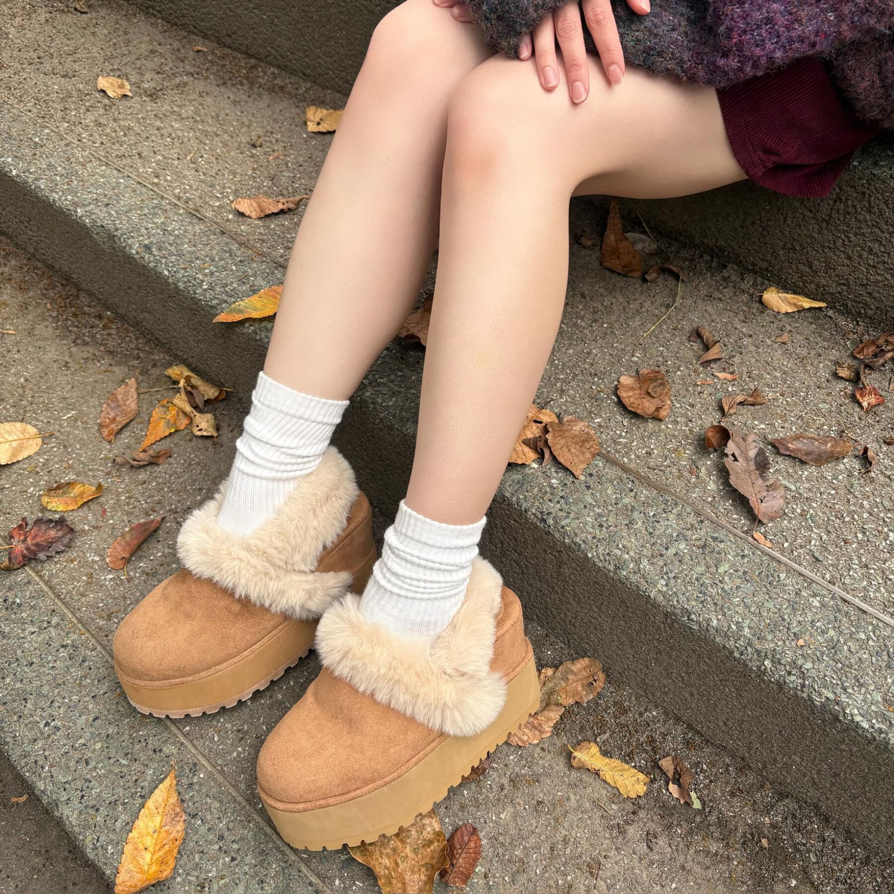 ESPERANZA「厚底2WAYフェイクムートンサボ」|ショートブーツ|