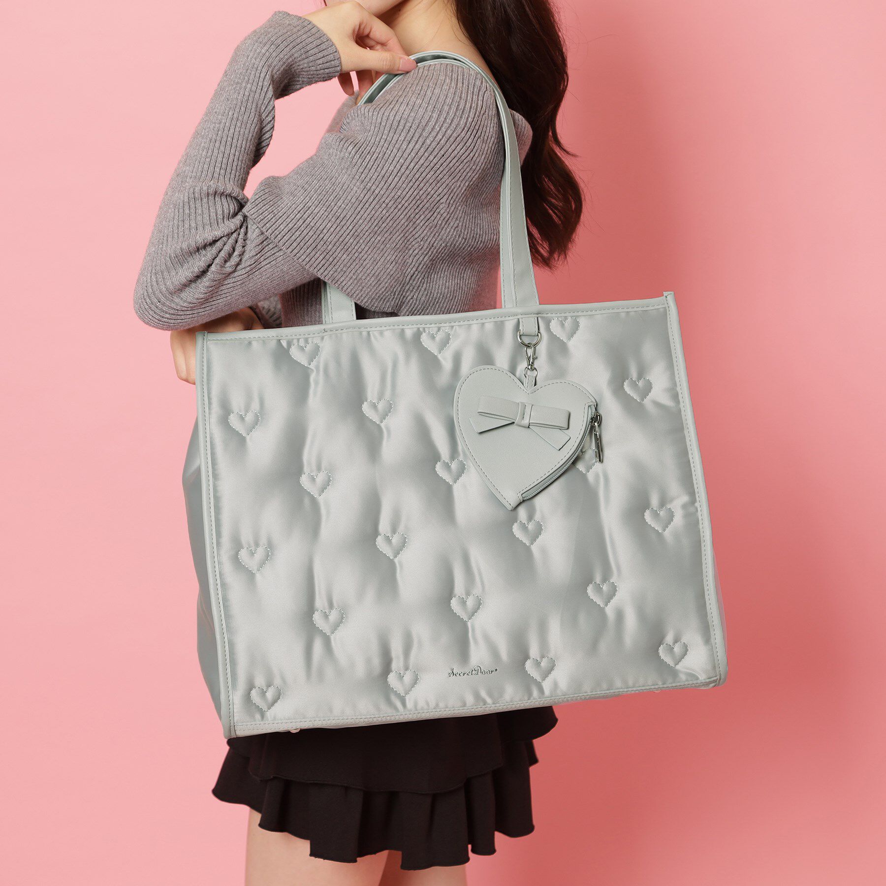 Ober Tashe「【新生活・新学期】ハートモチーフトートバッグ」|トートバッグ|グレー(012)