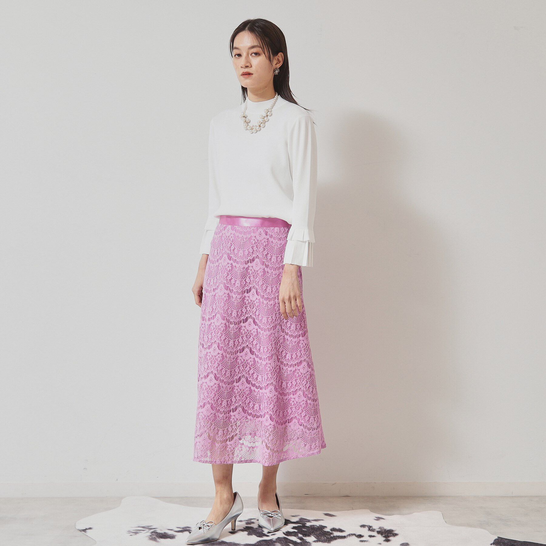 SunaUna「【フェミニン】レースフレアスカート」|スカート|