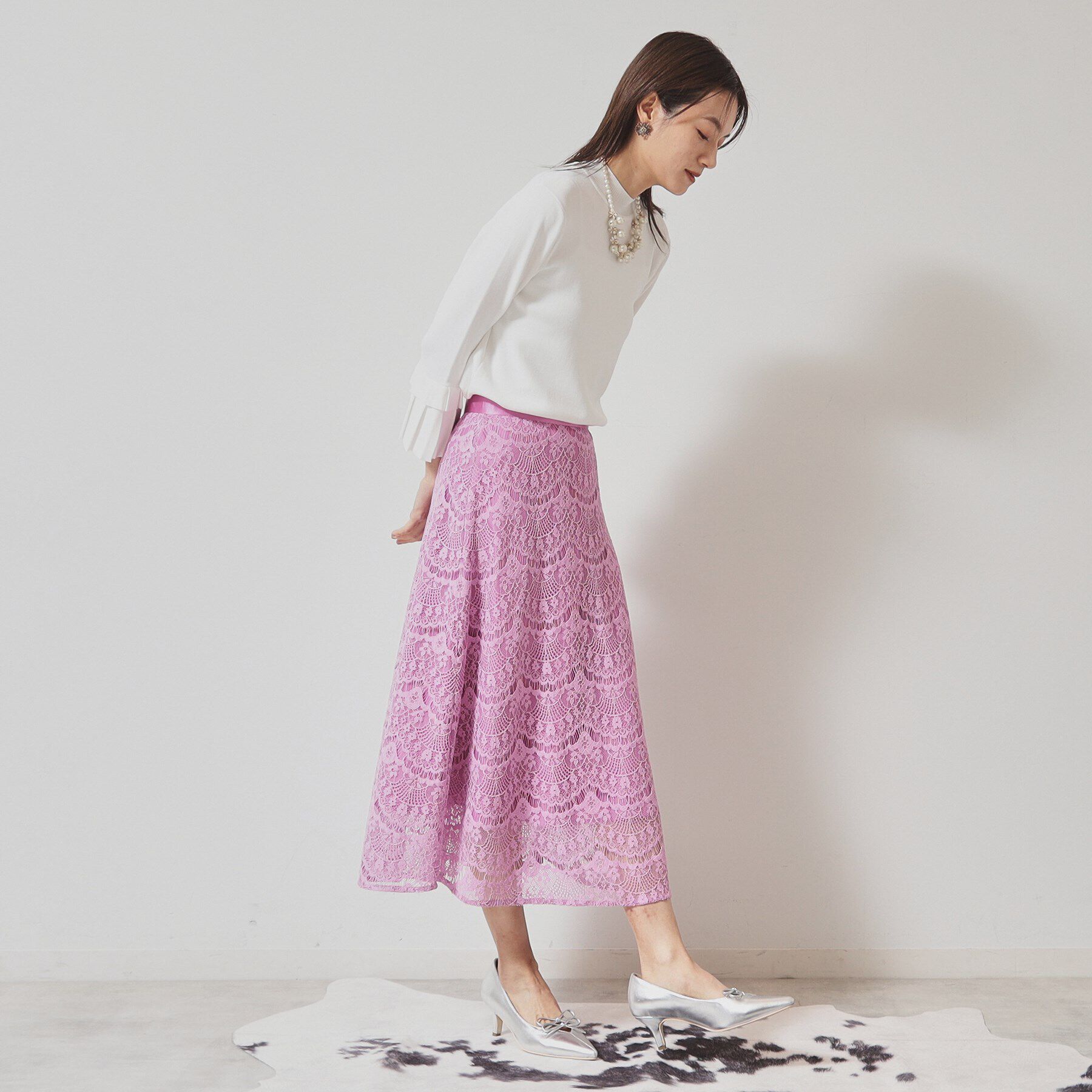 SunaUna「【フェミニン】レースフレアスカート」|スカート|