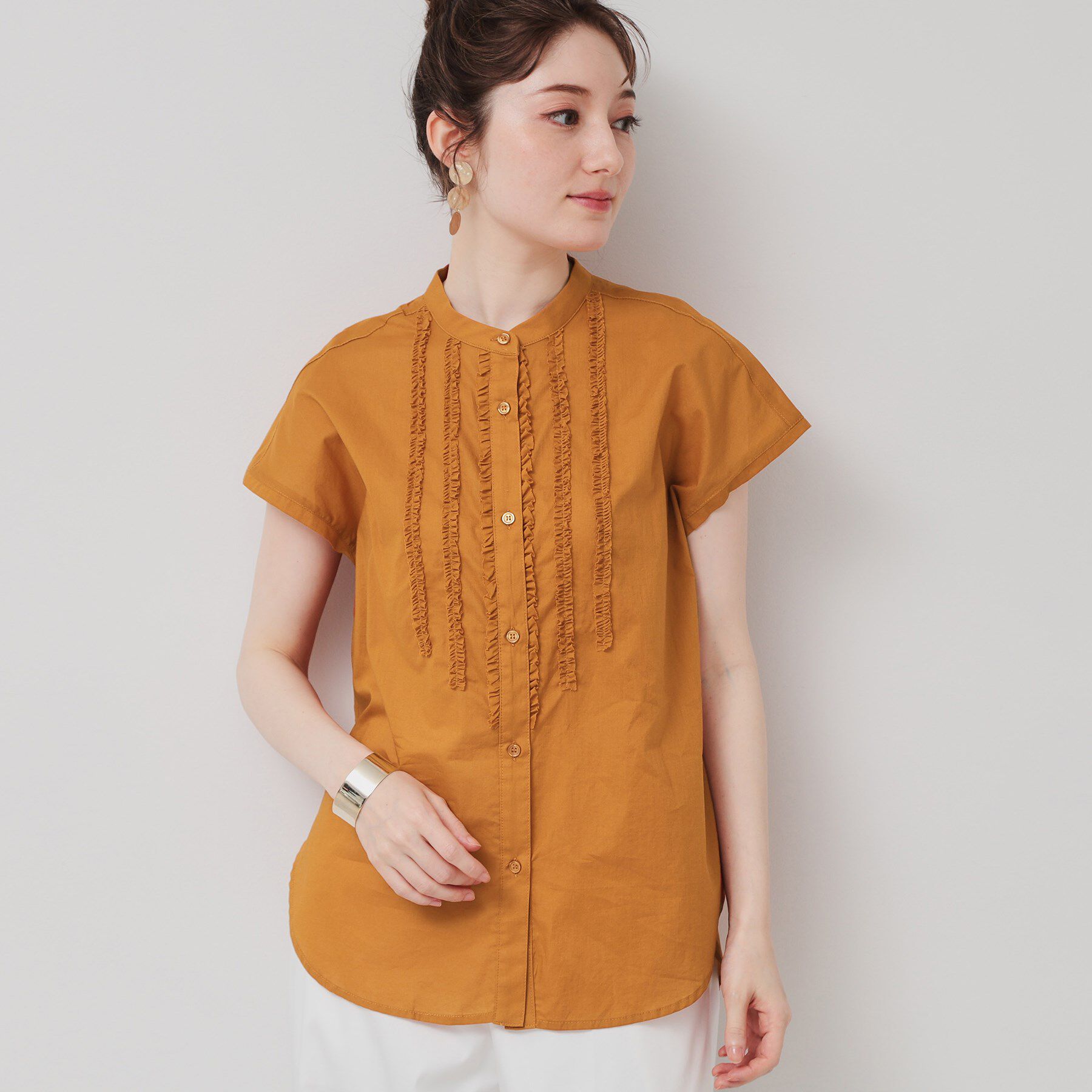 SunaUna「【コンパクトフリル／3色展開】フレンチスリーブブラウス」|シャツ・ブラウス|