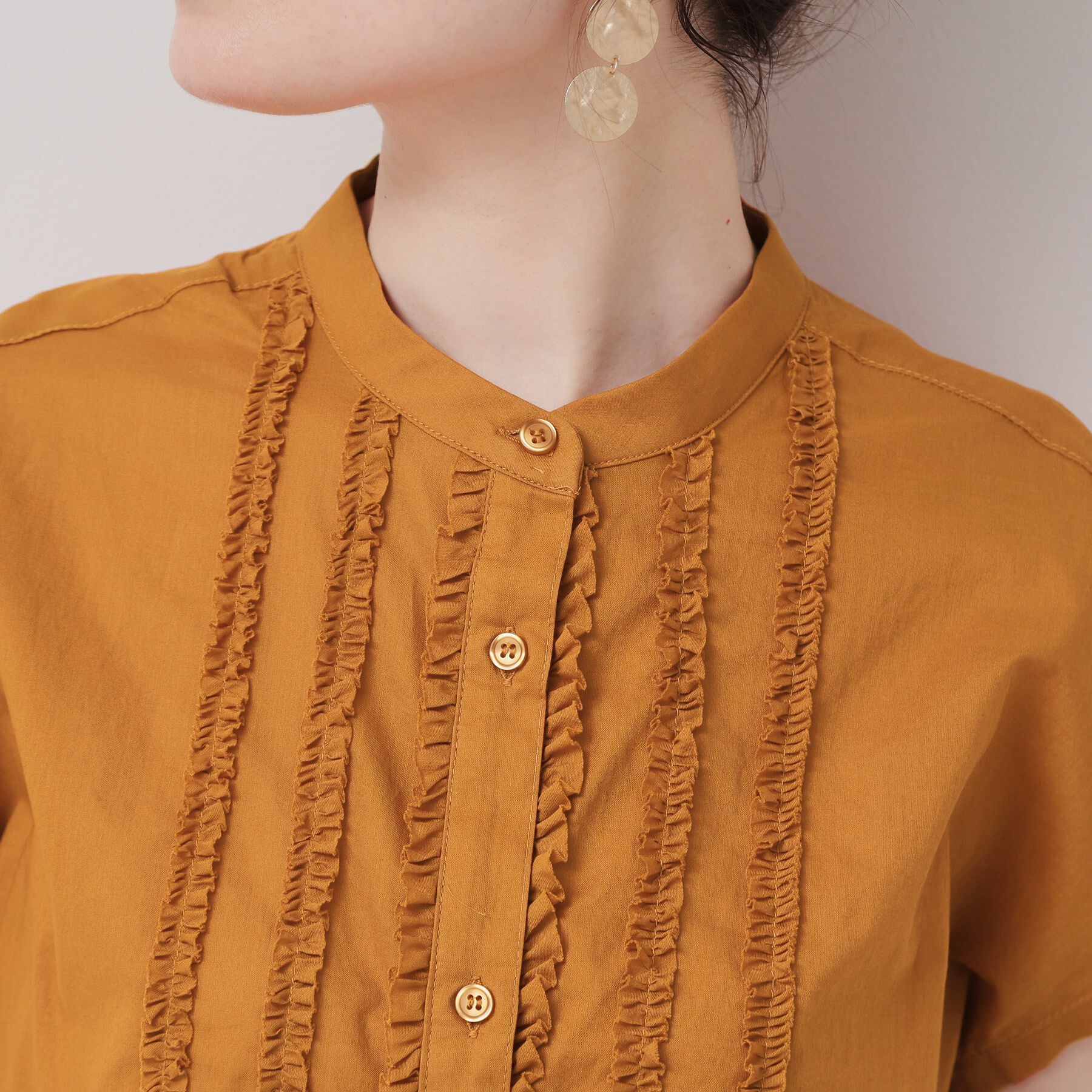 SunaUna「【コンパクトフリル／3色展開】フレンチスリーブブラウス」|シャツ・ブラウス|