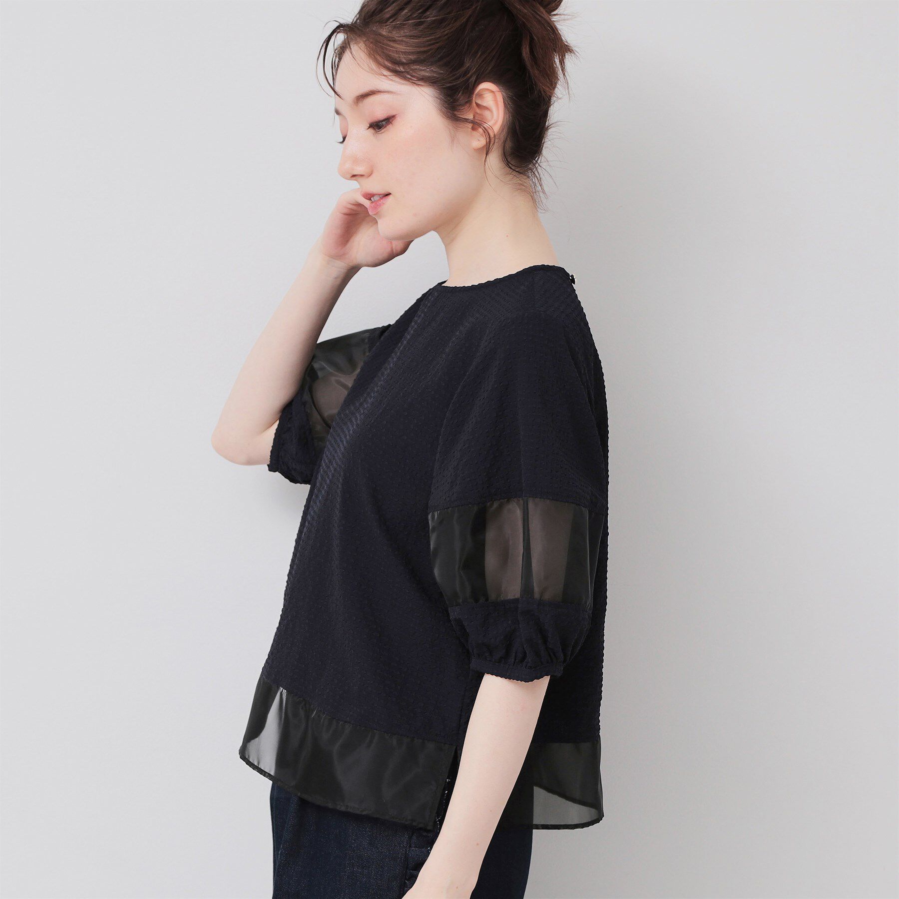 SunaUna「【5分袖】ボリュームパフスリーブトップス」|シャツ・ブラウス|