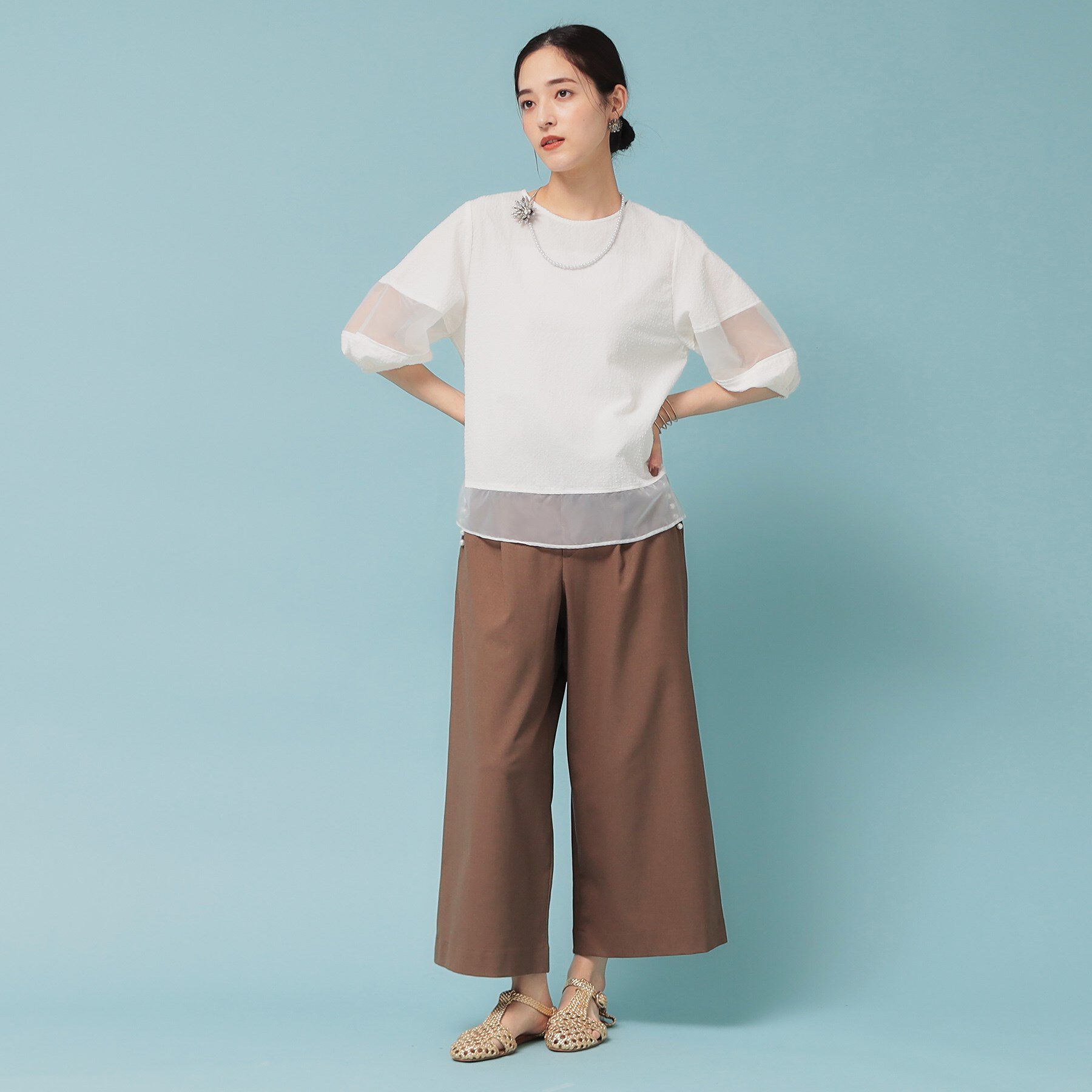 SunaUna「【5分袖】ボリュームパフスリーブトップス」|シャツ・ブラウス|