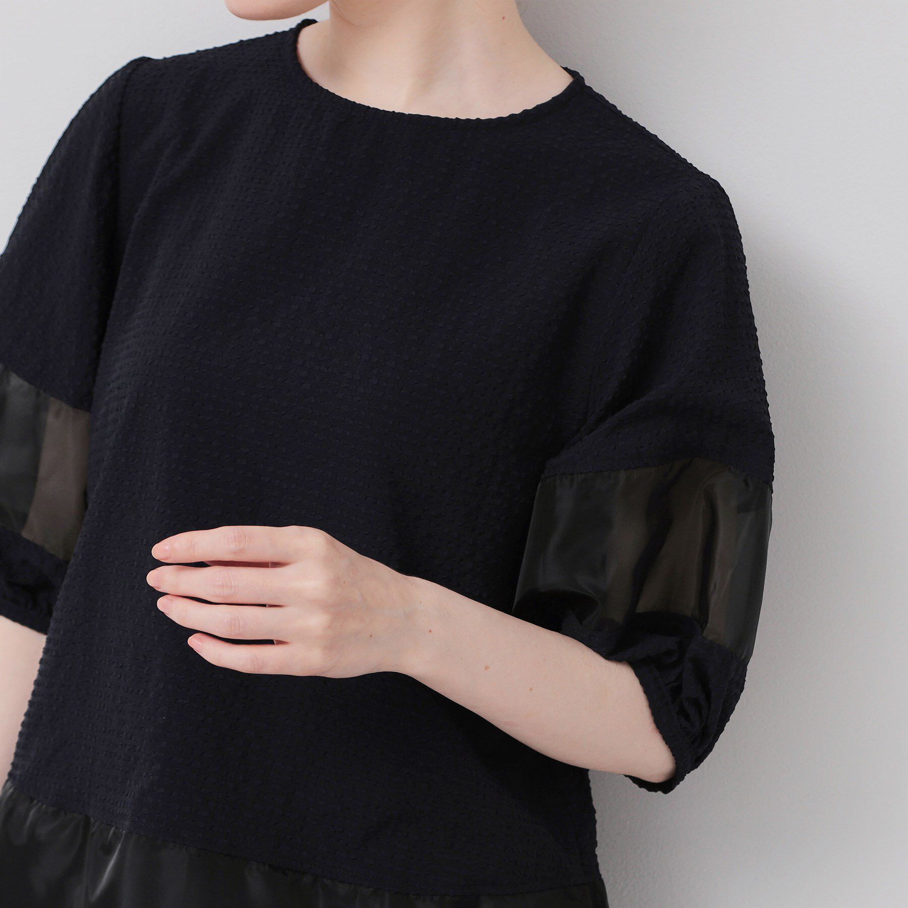 SunaUna「【5分袖】ボリュームパフスリーブトップス」|シャツ・ブラウス|