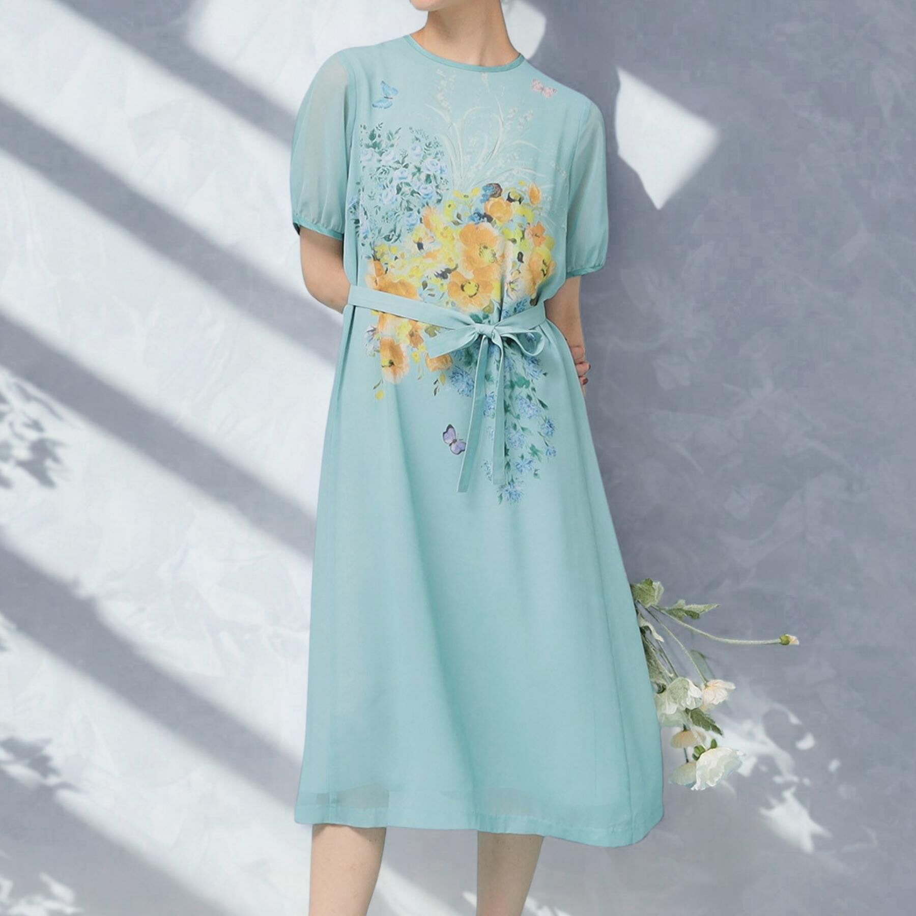 SunaUna「【co creation and yours／SS～L】パネル柄ワンピース」|ワンピース|ミントグリーン(12