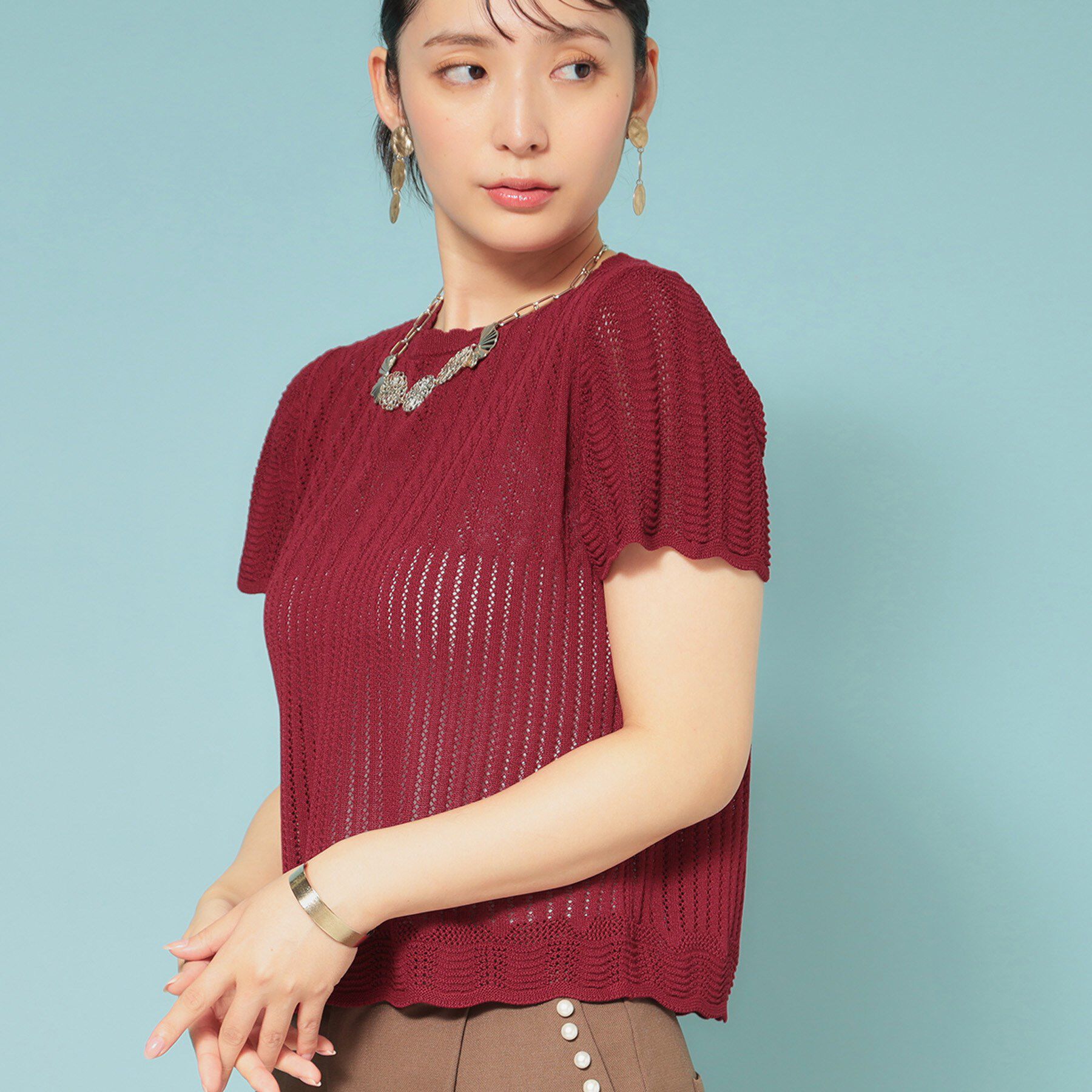 SunaUna「【透かし柄】スカラップニット」|ニット・セーター|