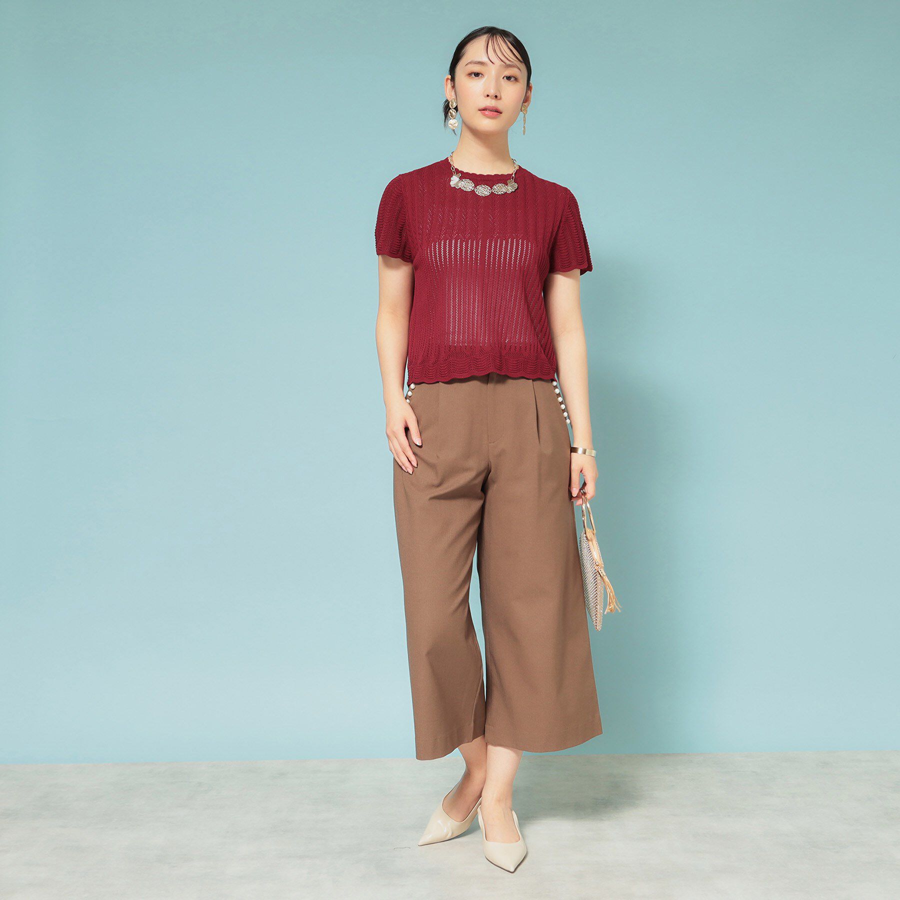 SunaUna「【透かし柄】スカラップニット」|ニット・セーター|