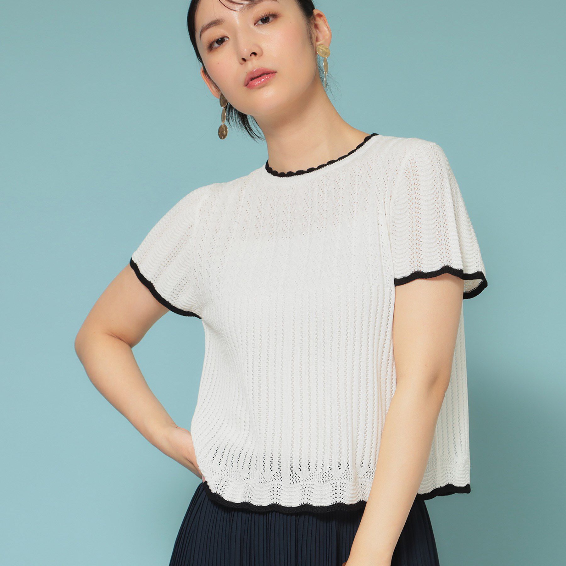 SunaUna「【透かし柄】スカラップニット」|ニット・セーター|