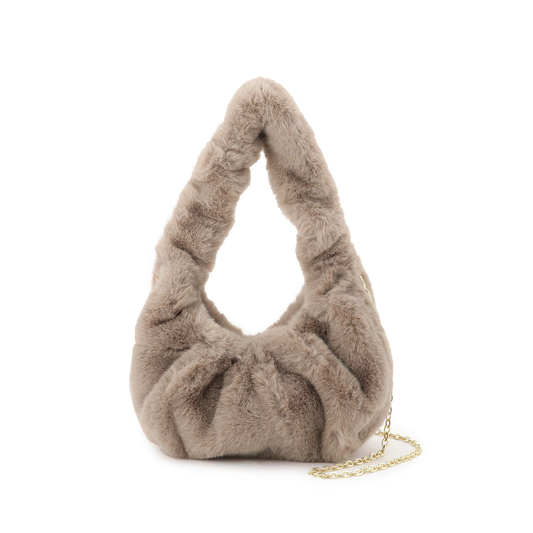 SunaUna「フェイクファーバッグ」|ショルダー・メッセンジャー|グレージュ(050)