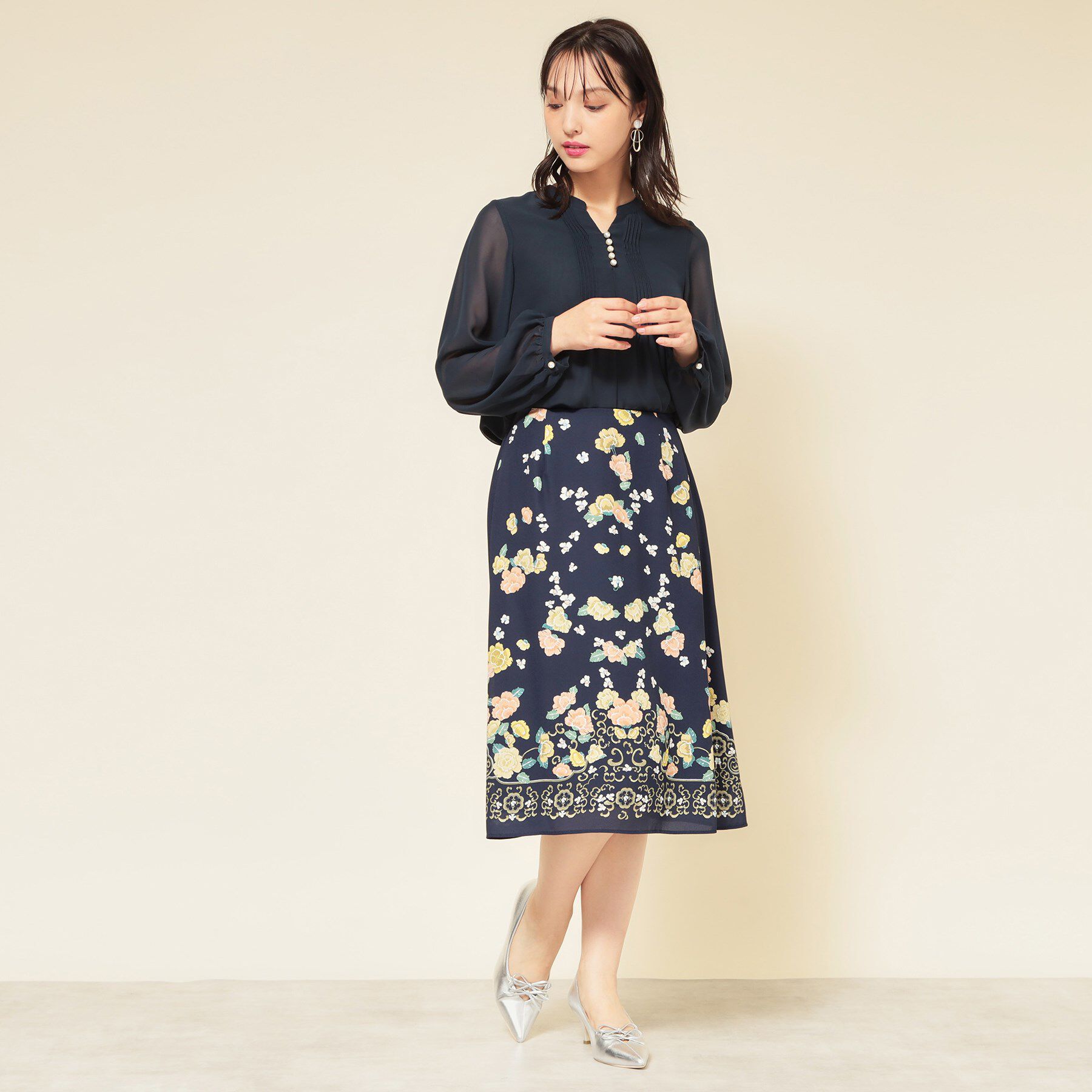 SunaUna「【co creation and yours／SS～L】オリエンタル柄パネルスカート」|スカート|