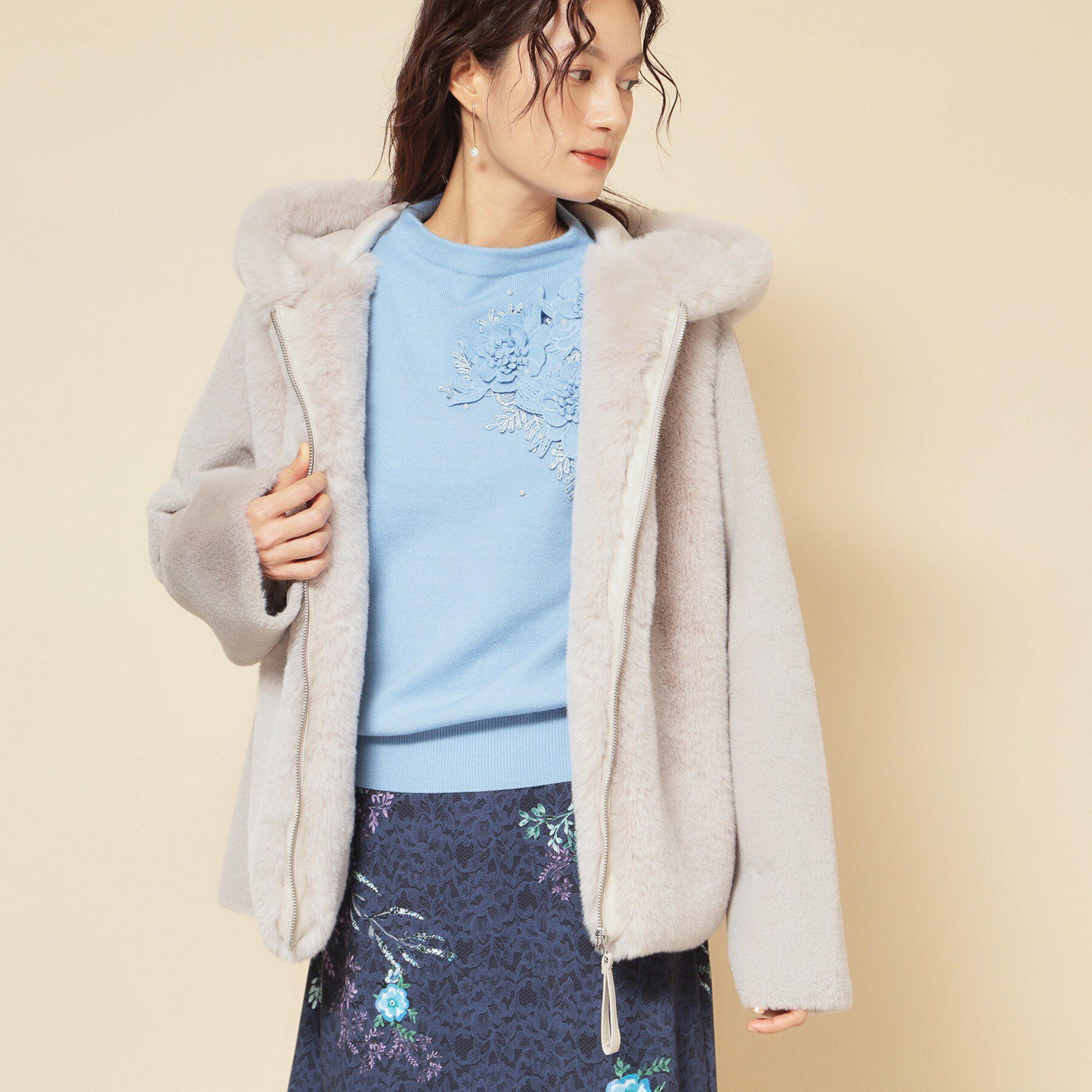 SunaUna「【冬を彩る異素材フェイクファーアウター】」|ブルゾン・スタジャン|