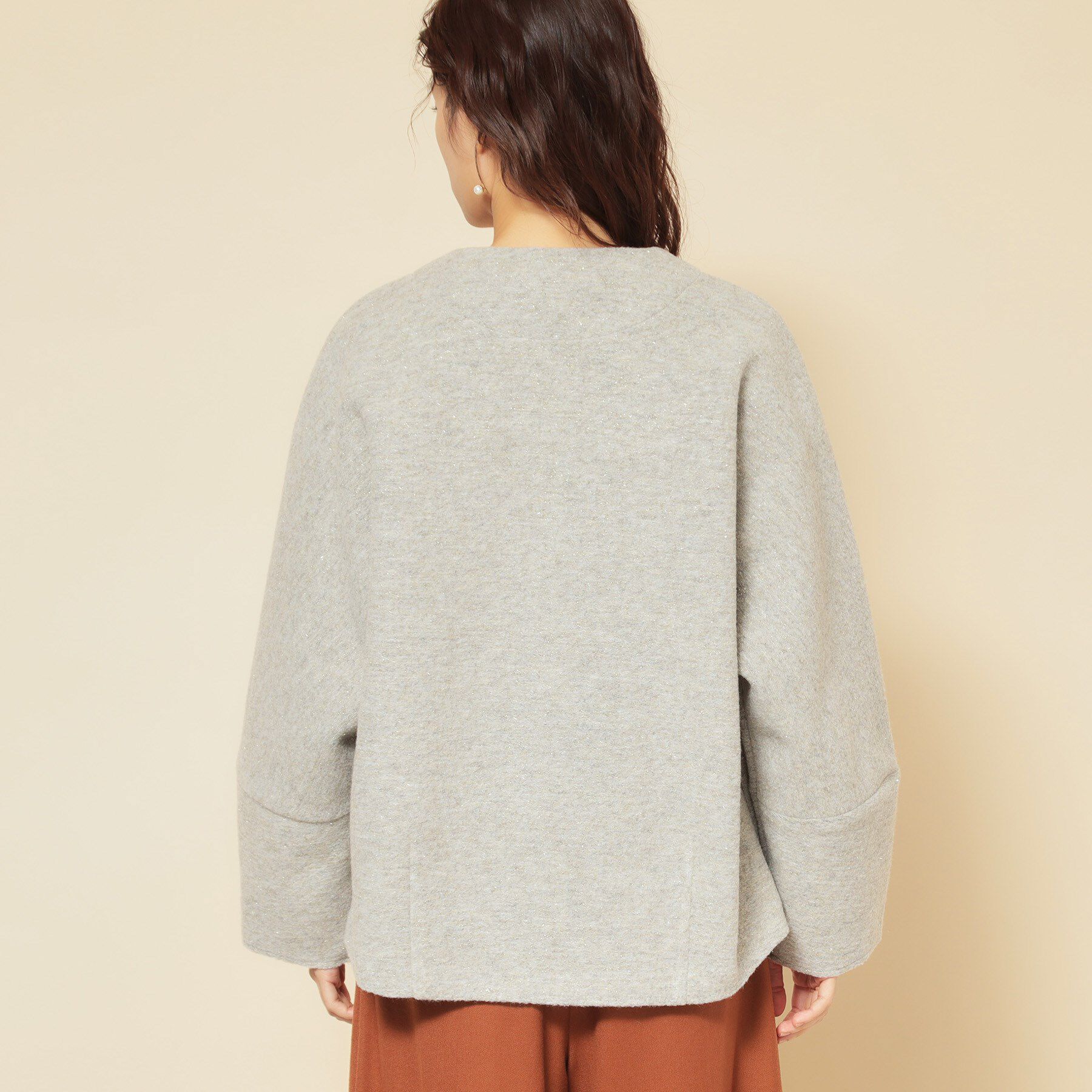 SunaUna「【ショート丈】ノーカラーライトアウター」|ブルゾン・スタジャン|