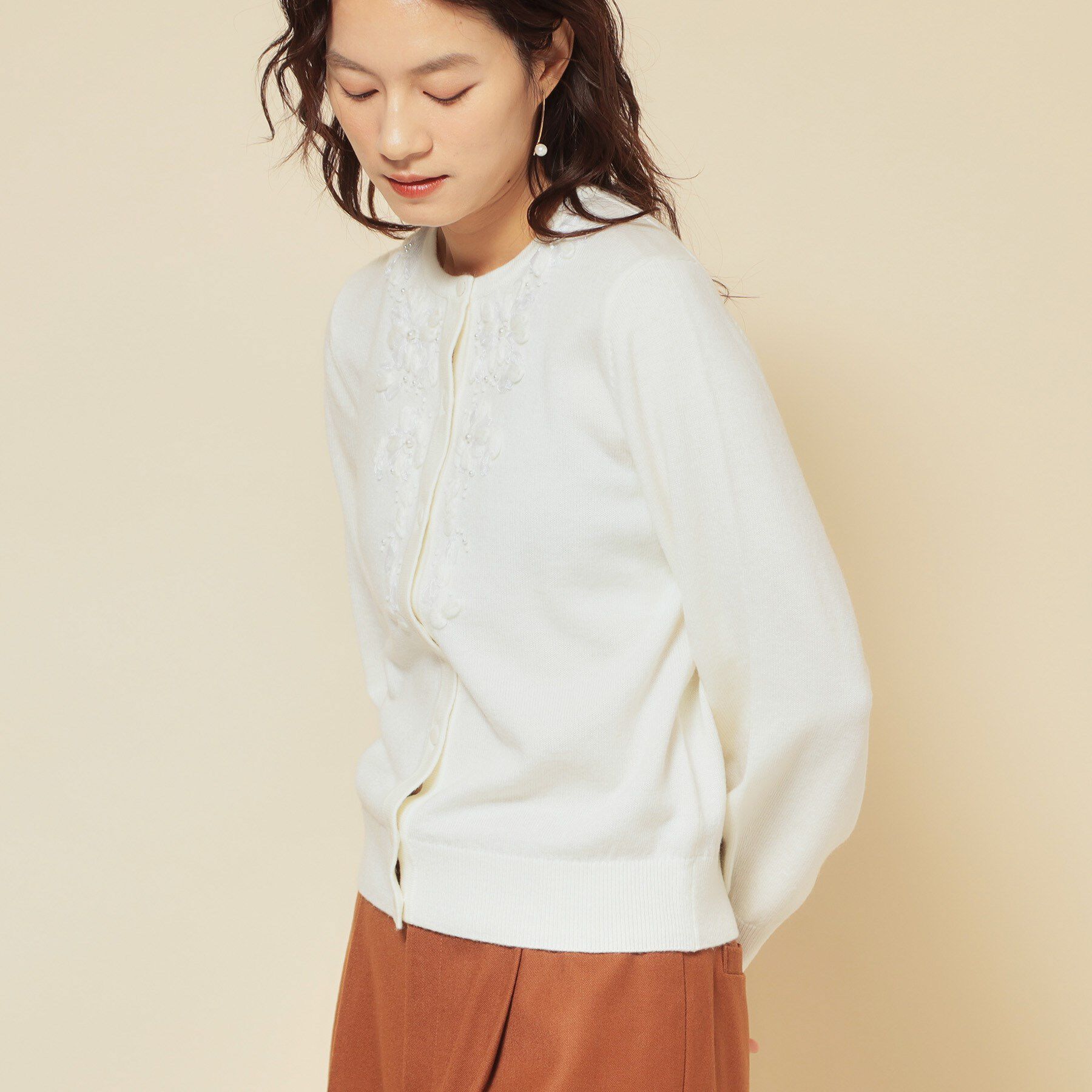 SunaUna「【刺繍】クラフトカーディガン」|カーディガン|