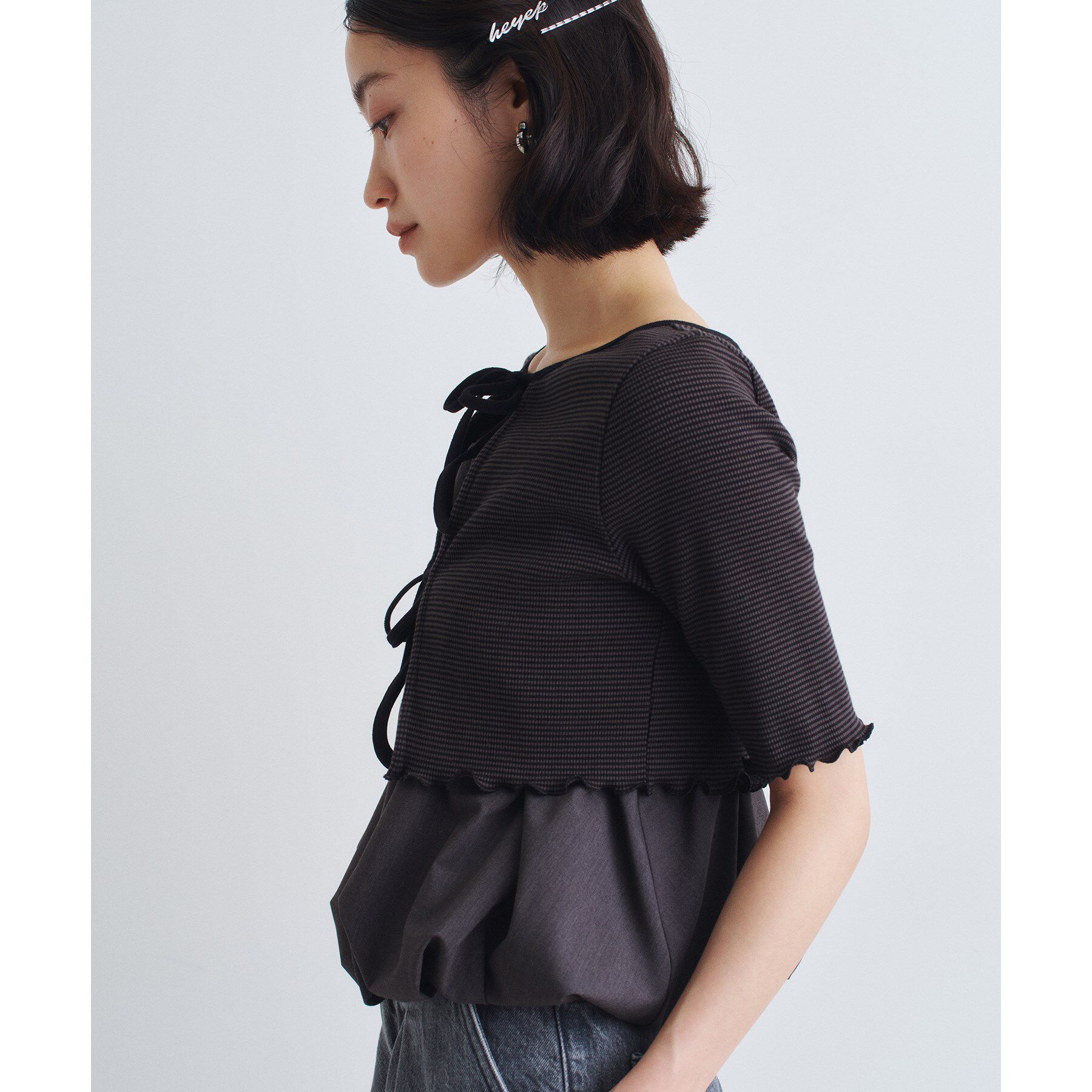 CODE A「chic border 2way ribbon cardigan」|カーディガン|