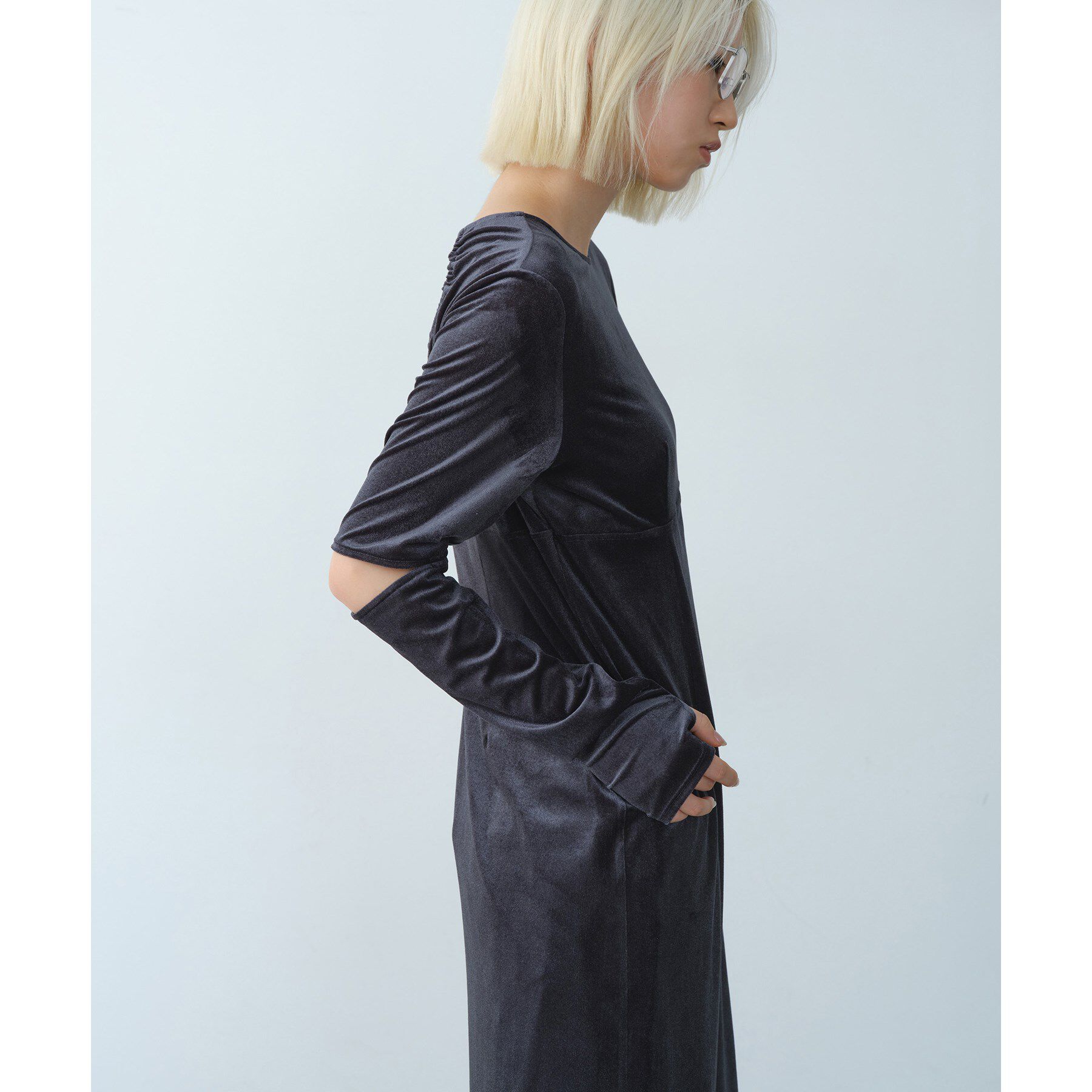CODE A「velvet open back dress」|ワンピース|