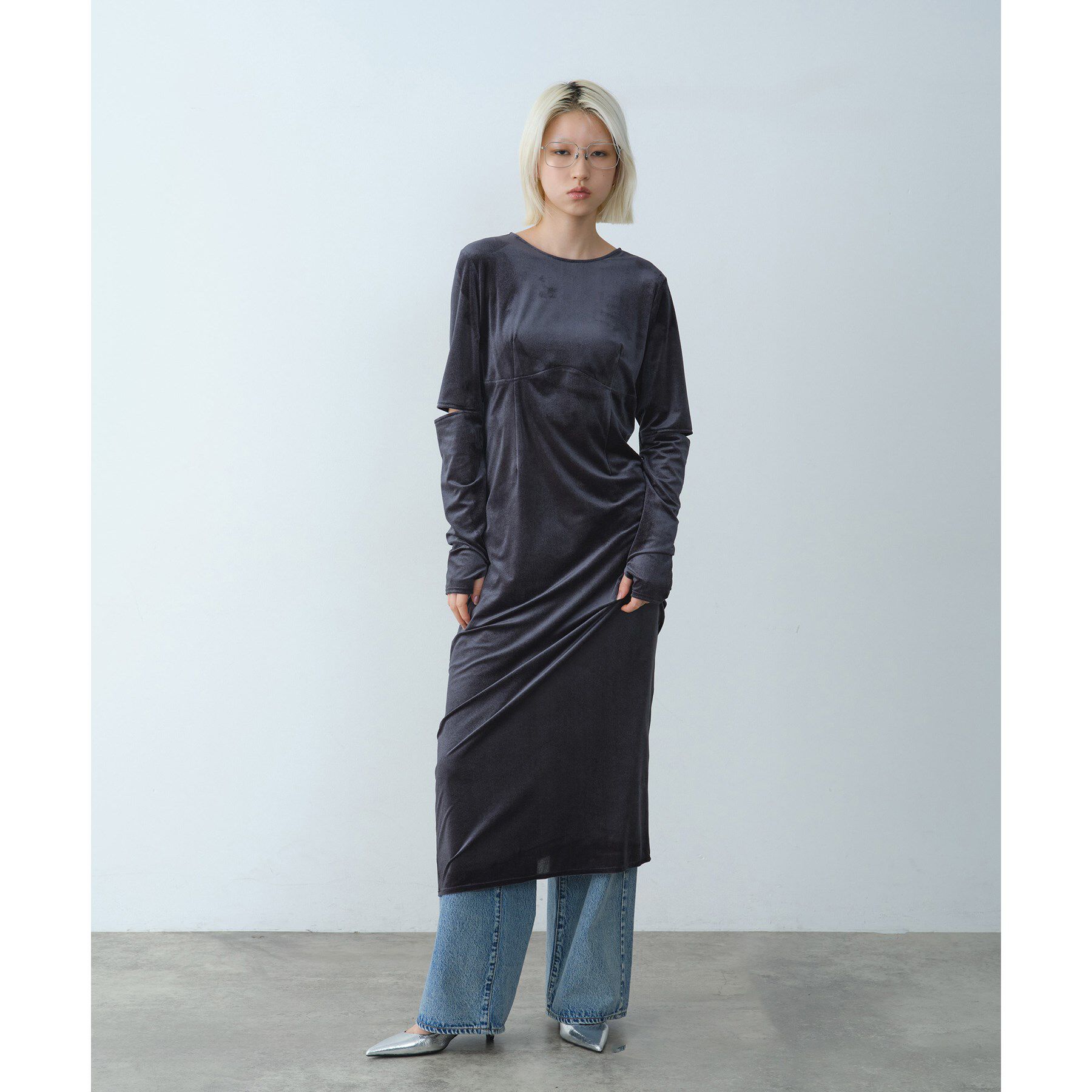 CODE A「velvet open back dress」|ワンピース|