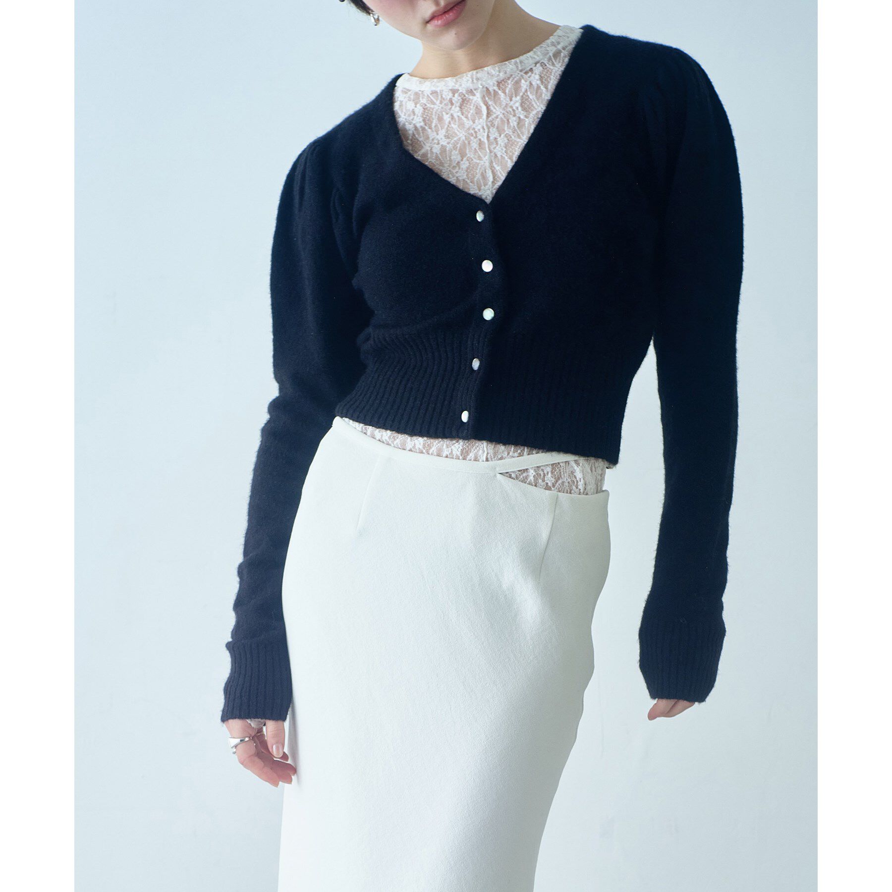 CODE A「M cloudy puff cardigan」|カーディガン|ブラック(019)