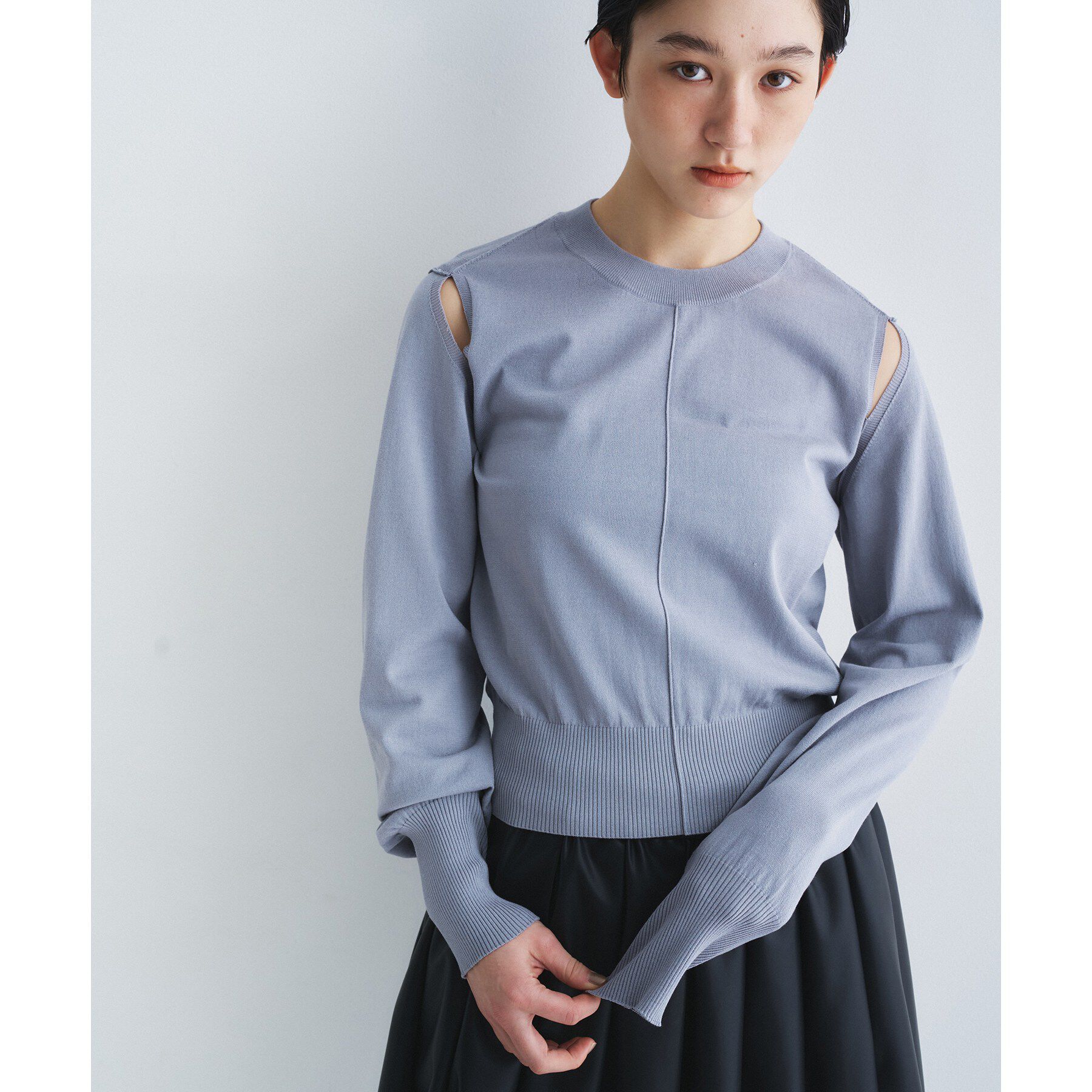 CODE A「slit pullover knit」|ニット・セーター|グレー(012)