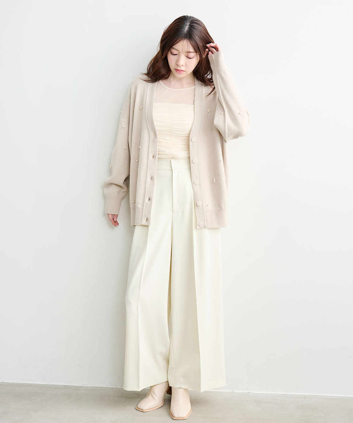 COCO DEAL「パールニットカーディガン」|ニット・セーター|