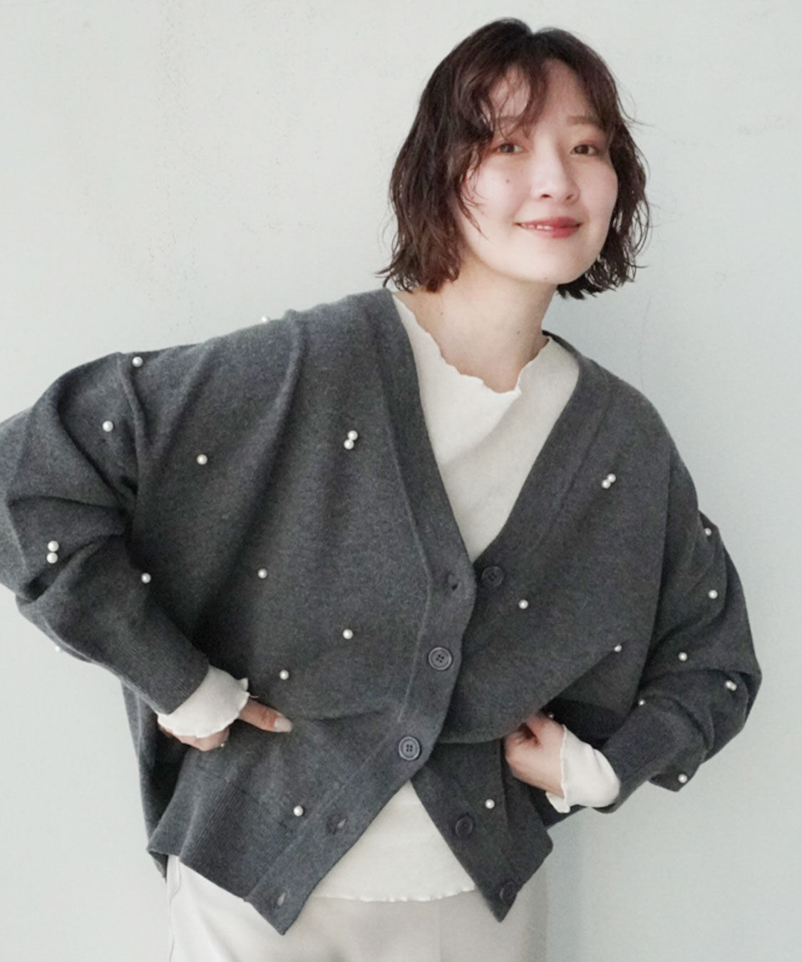 COCO DEAL「パールニットカーディガン」|ニット・セーター|