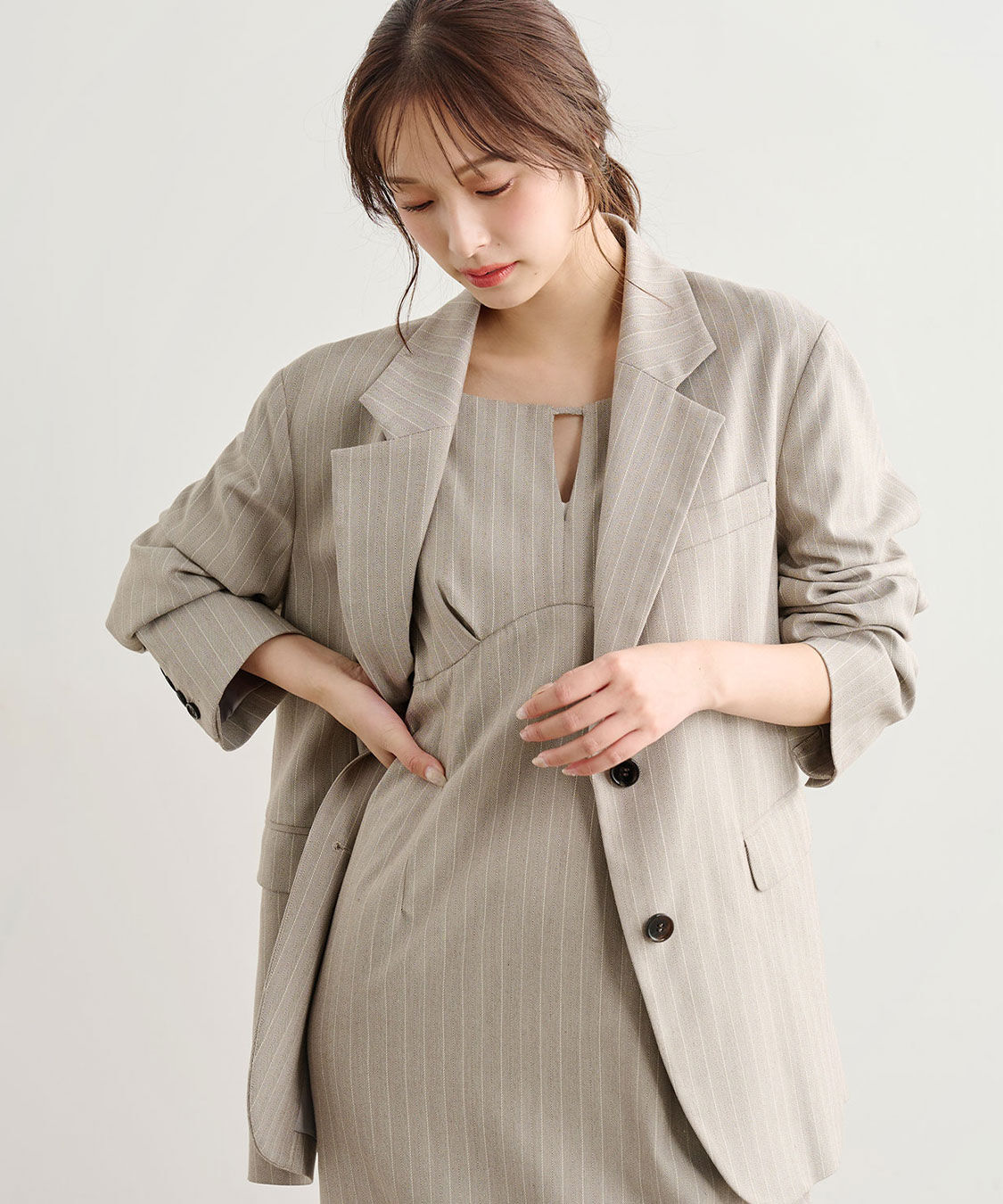 COCO DEAL「オーバーサイズジャケット」|テーラードジャケット|ストライプ