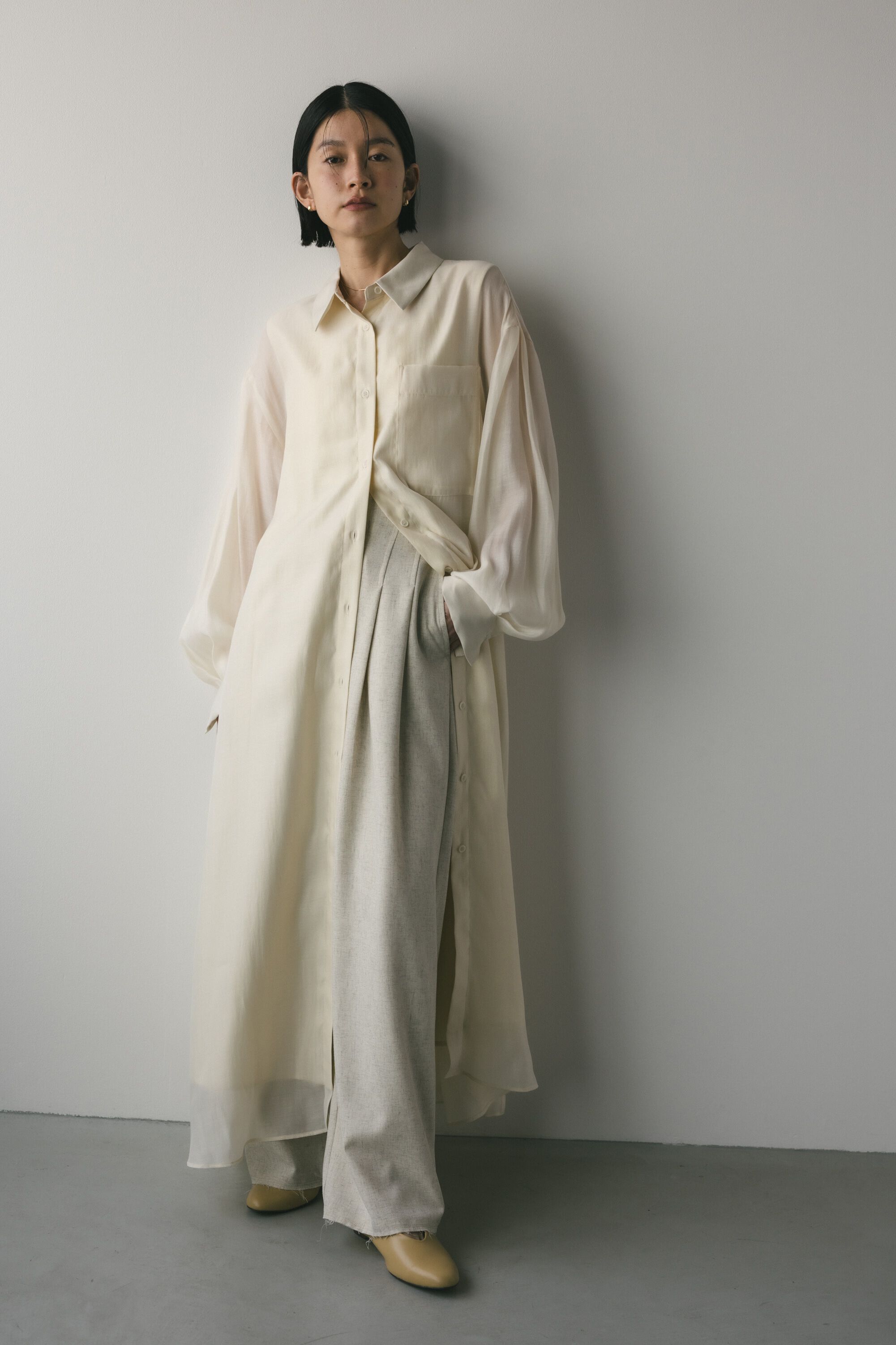 STYLEMIXER「シアーレイヤーシャツワンピース」|ワンピース|