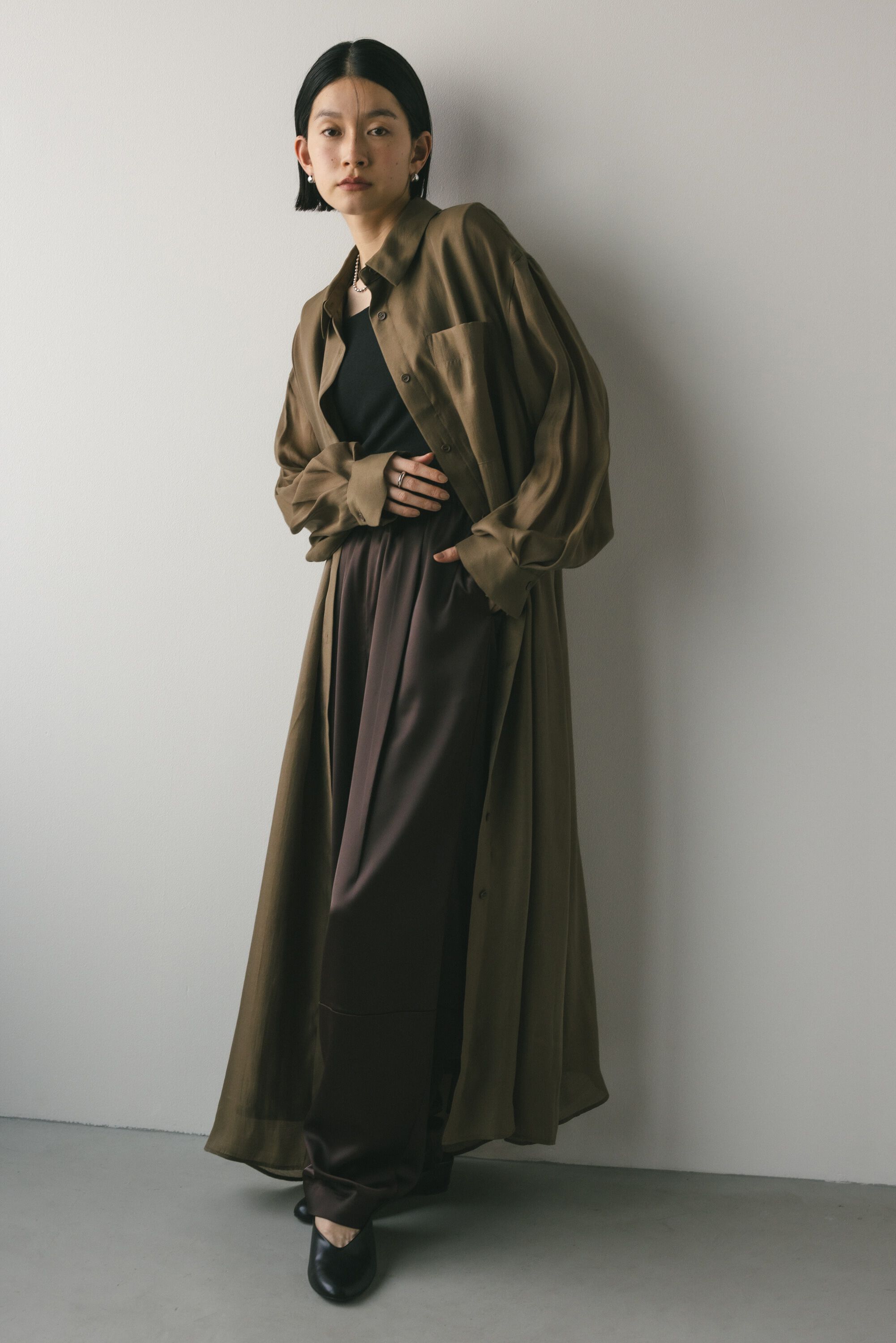 STYLEMIXER「シアーレイヤーシャツワンピース」|ワンピース|