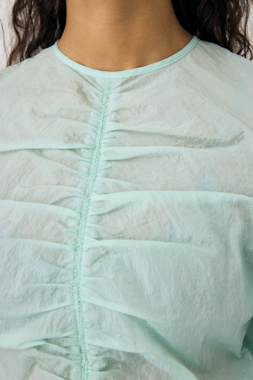 MOUSSY「NO COLLAR GATHER ブラウス」|シャツ・ブラウス|