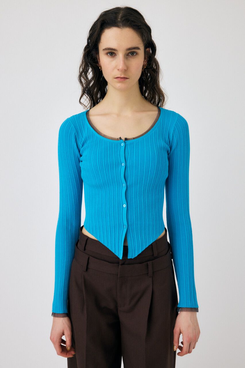 MOUSSY「TULLE TRIM カーディガン」|カーディガン|BLU