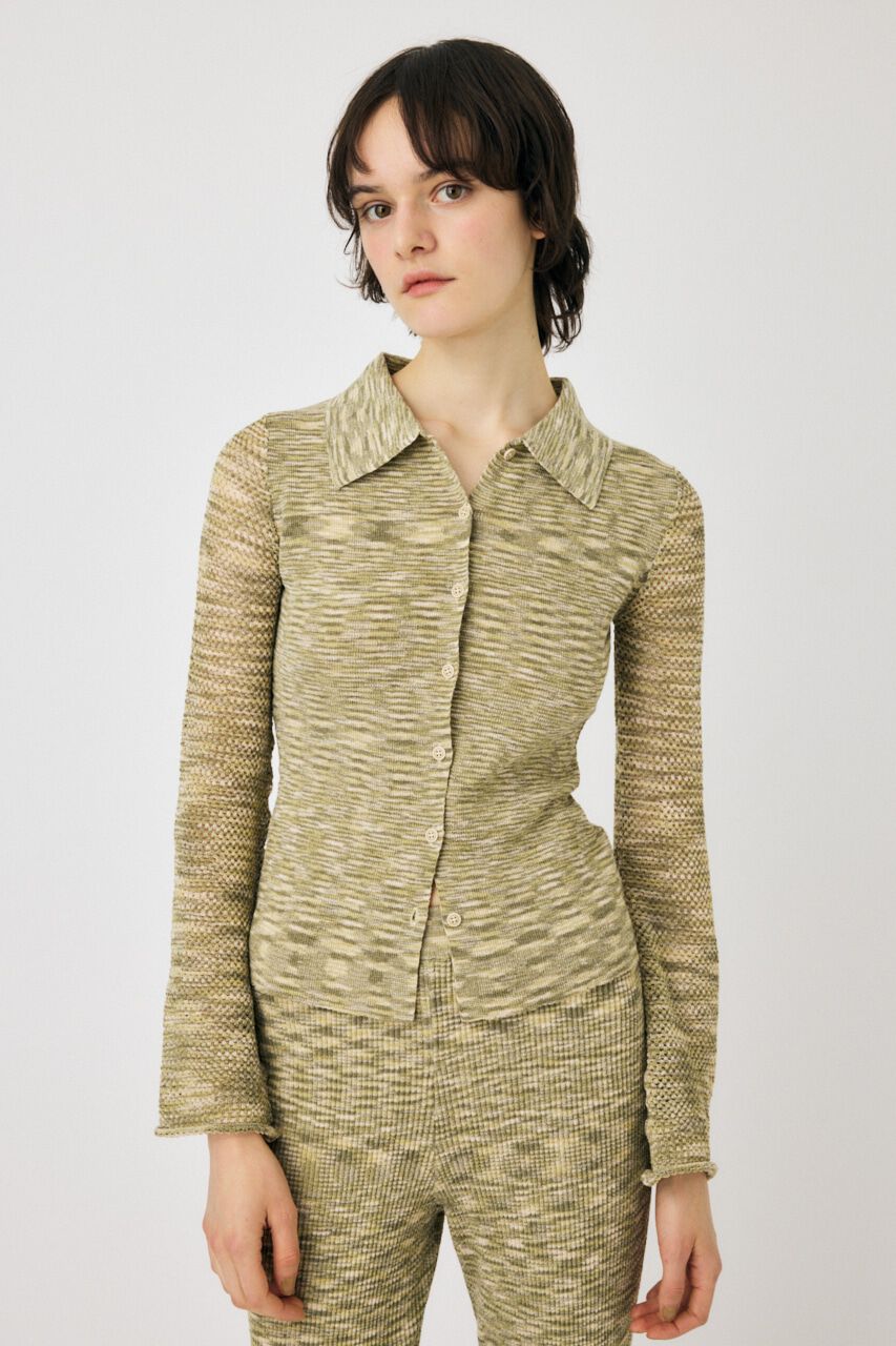 MOUSSY「MULTI BORDER ニットシャツ」|シャツ・ブラウス|