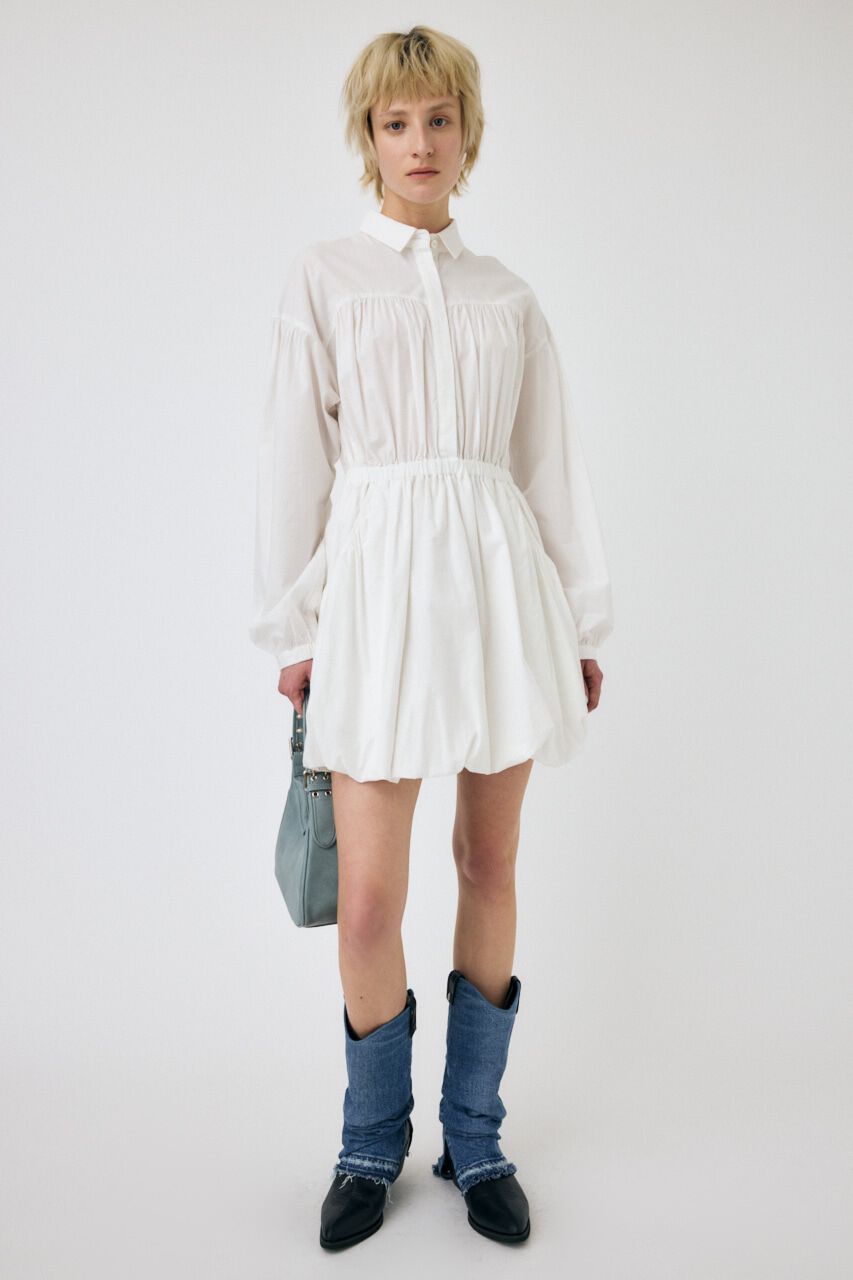 MOUSSY「BALLOON SHIRT ドレス」|ワンピース|WHT