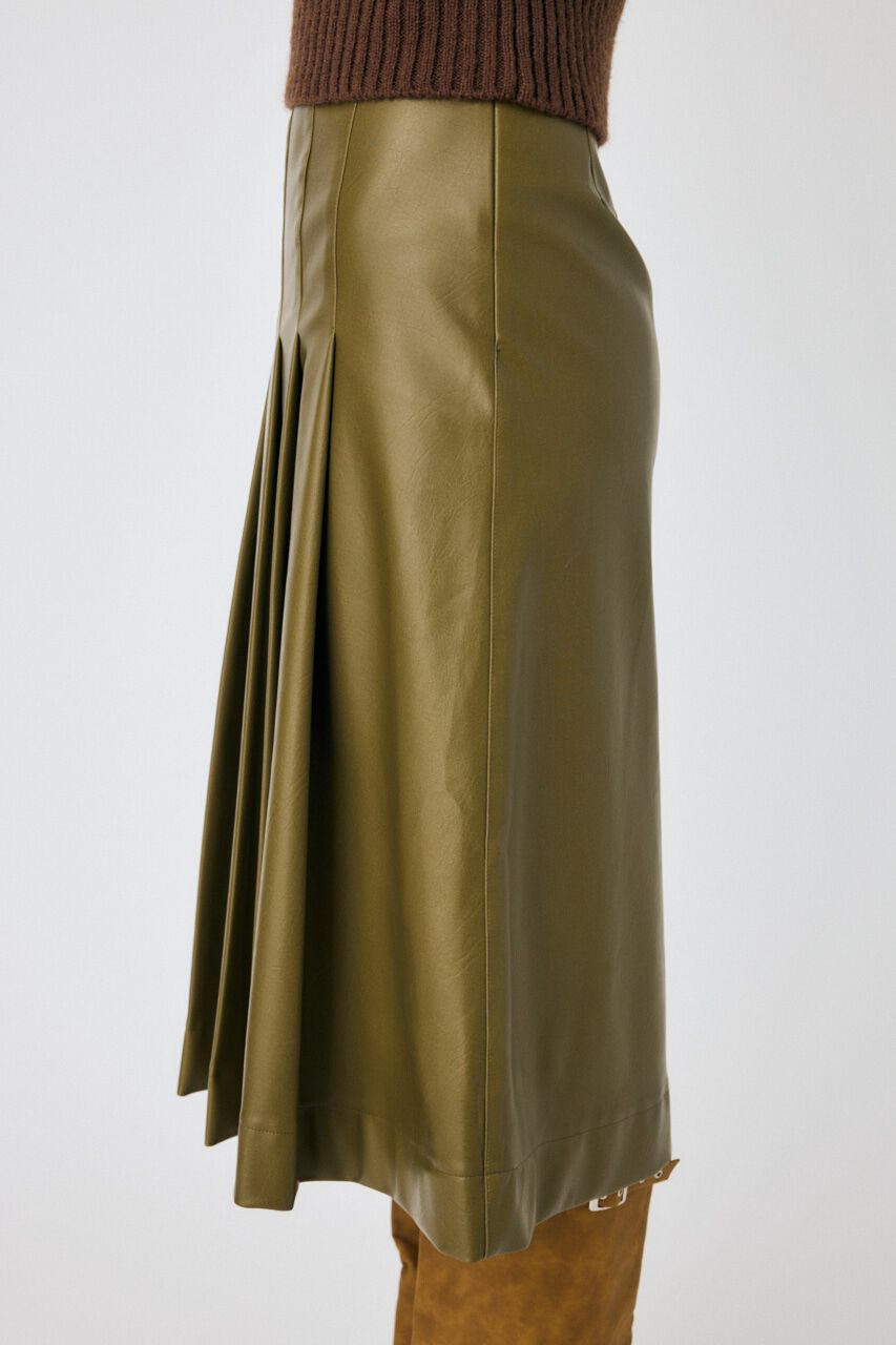 MOUSSY「F/LEATHER TUCKED ミディスカート」|スカート|