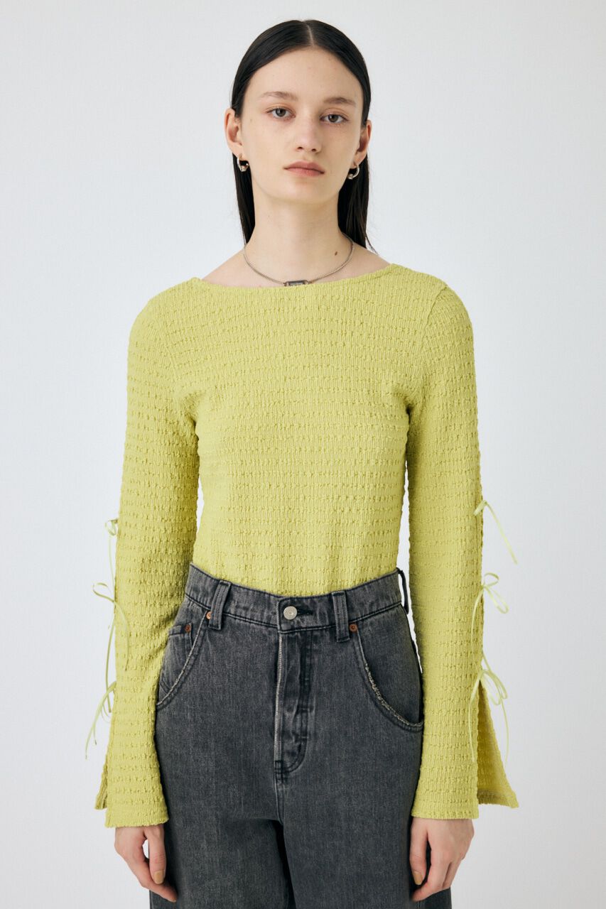 MOUSSY「SLEEVE RIBBON トップス」|Tシャツ・カットソー|